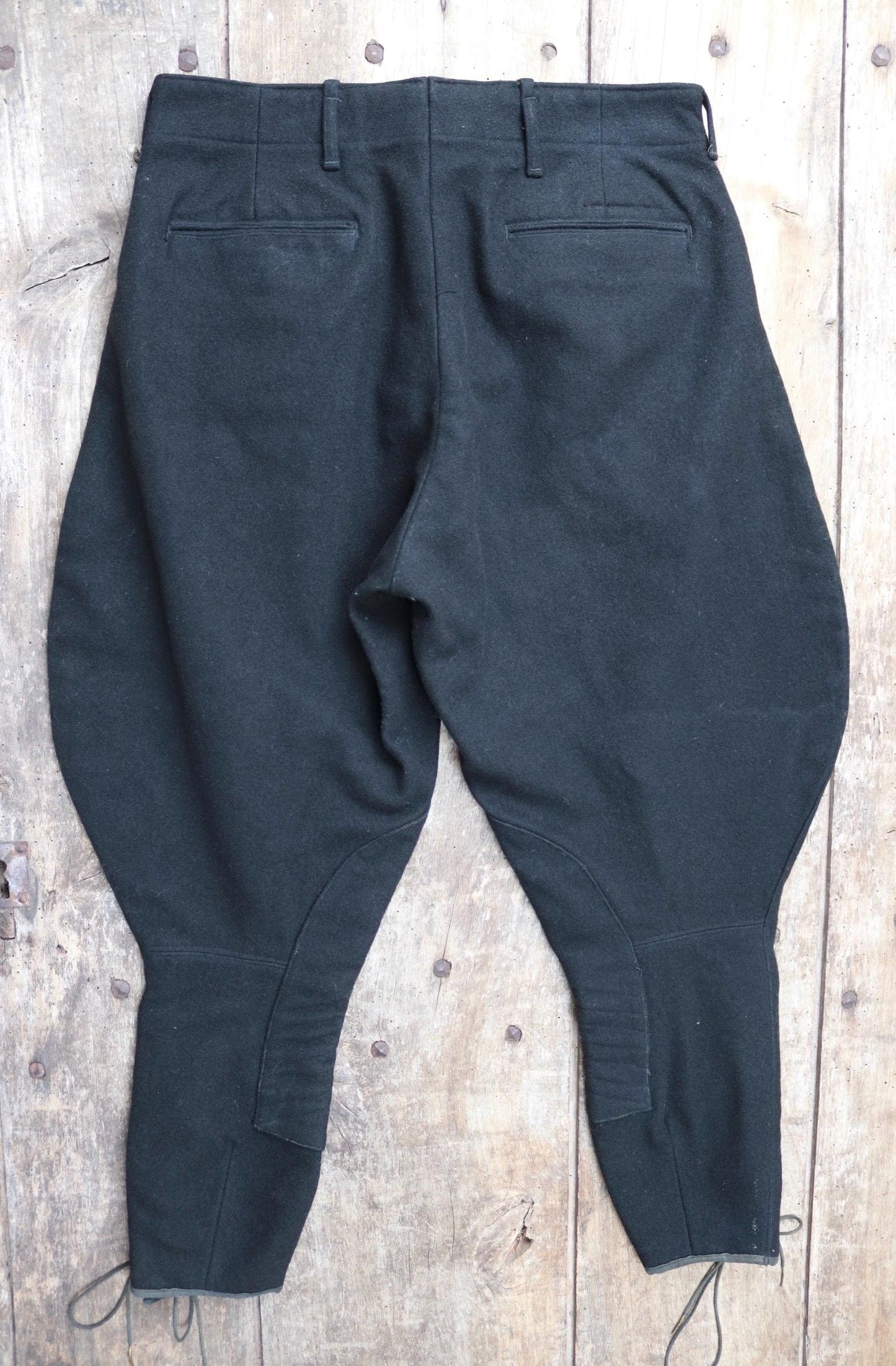 Vintage jodhpurs antique 1930s 1940s black wool riding hunting breeches britches 28” x 24”