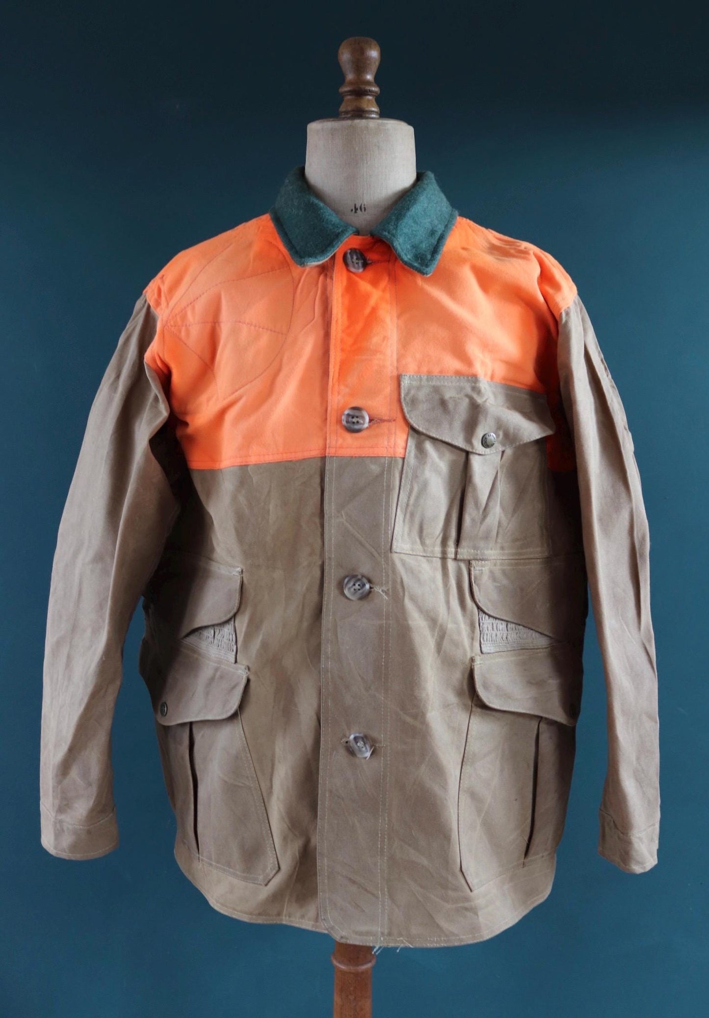 Vintage CC Filson tin cloth paraffin waxed cruiser jacket 53” chest workwear work chore waterproof hunting