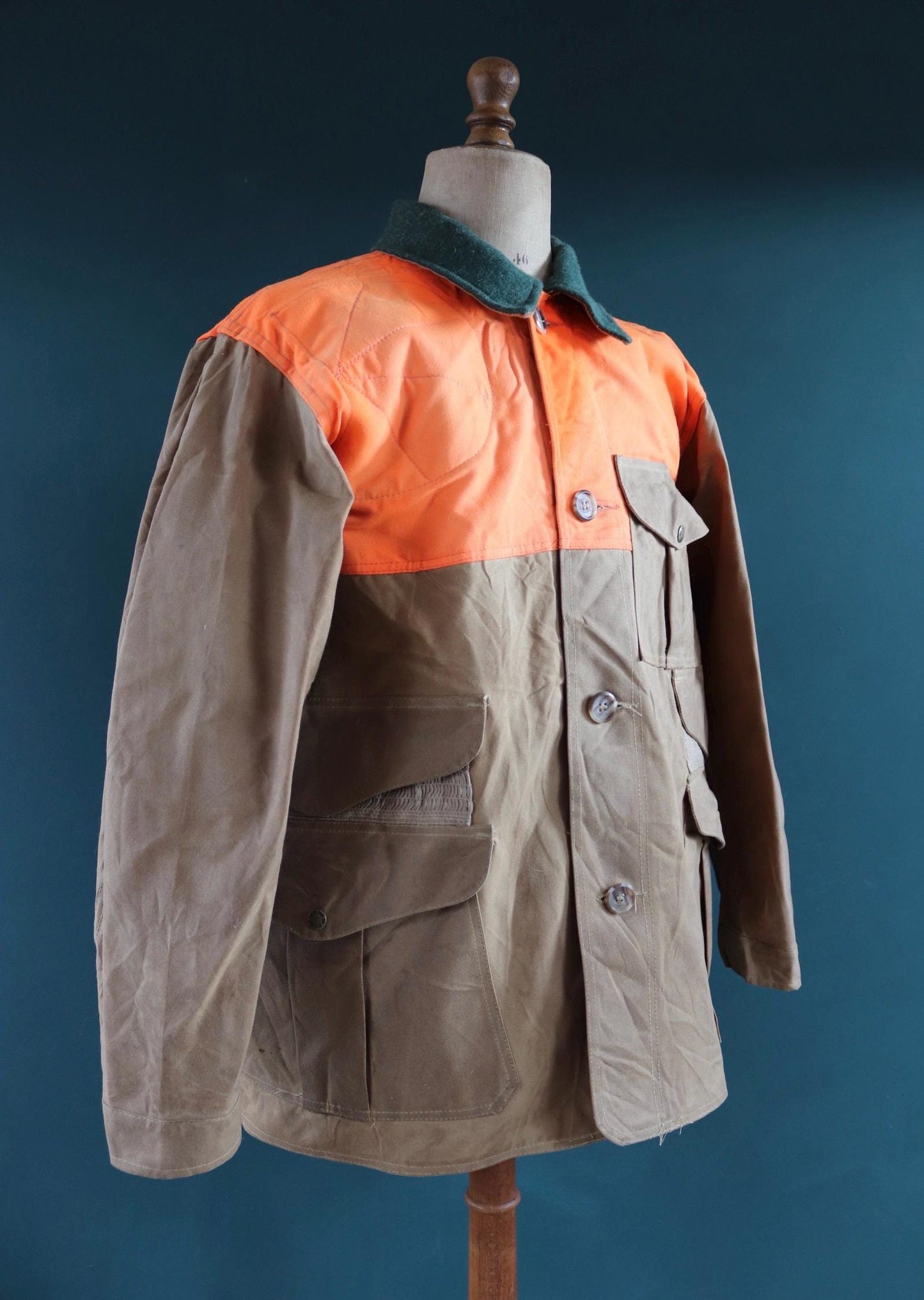 Vintage CC Filson tin cloth paraffin waxed cruiser jacket 53” chest workwear work chore waterproof hunting