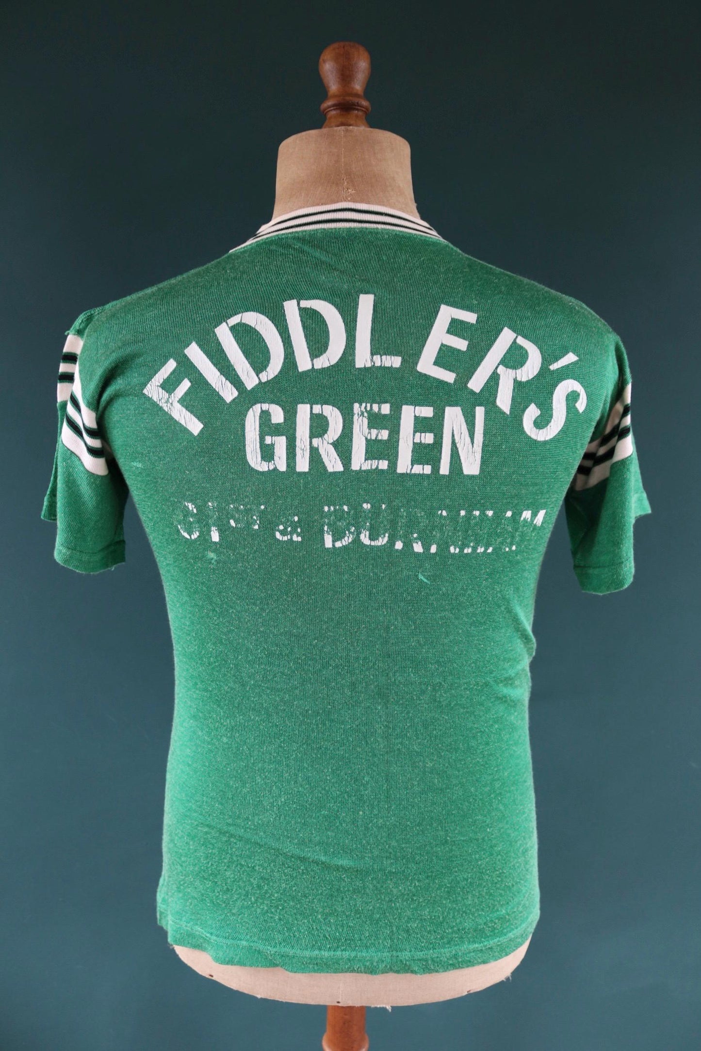 Vintage 1970s 70s New Era Fiddlers Green nylon durene shirt sports sportswear ringer 36” chest football sportswear sports USA