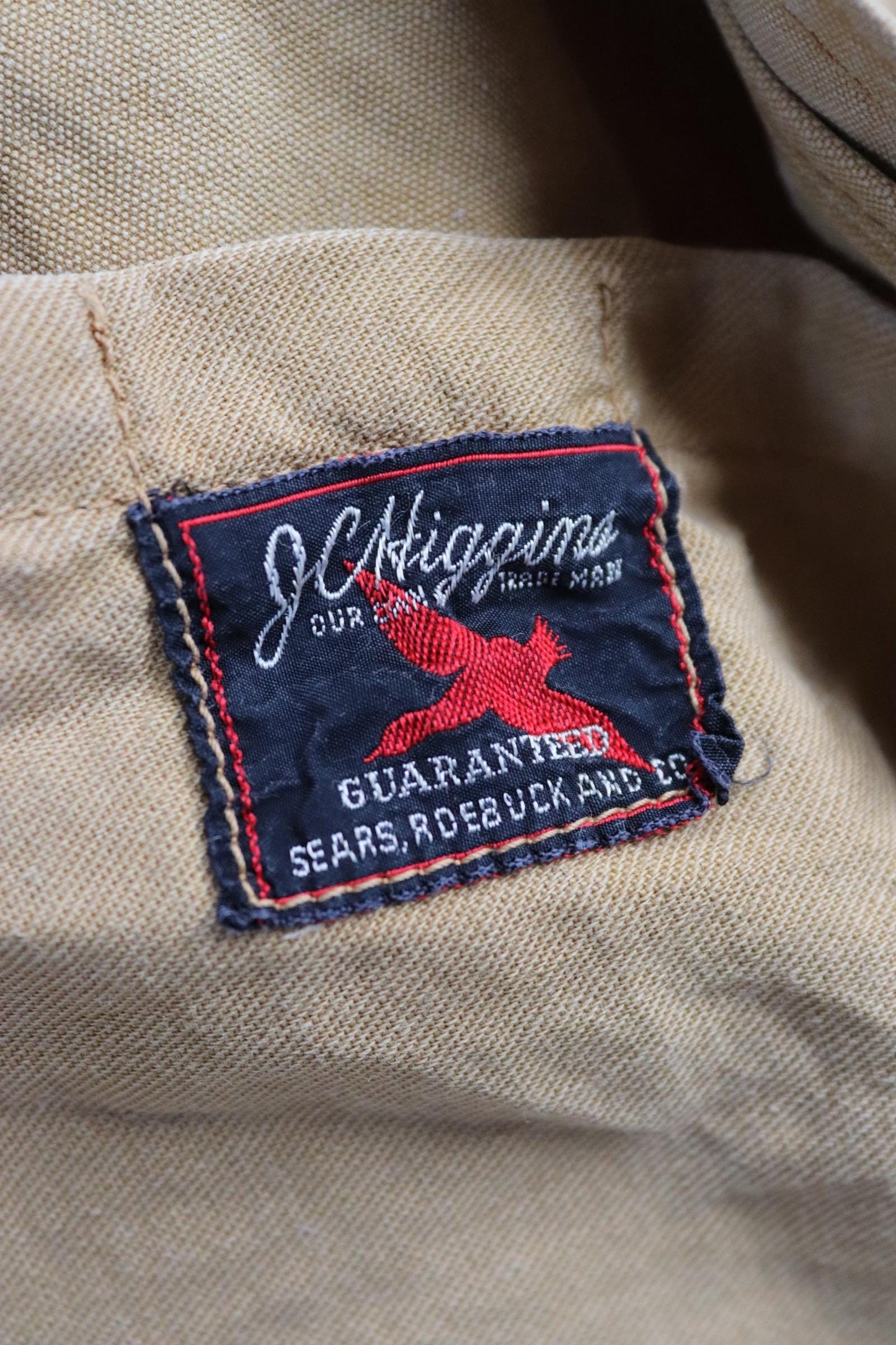 Vintage 1950s 50s 1960s 60s JC Higgins tan brown duck cotton canvas jacket hunting shooting American 50” chest workwear chore work