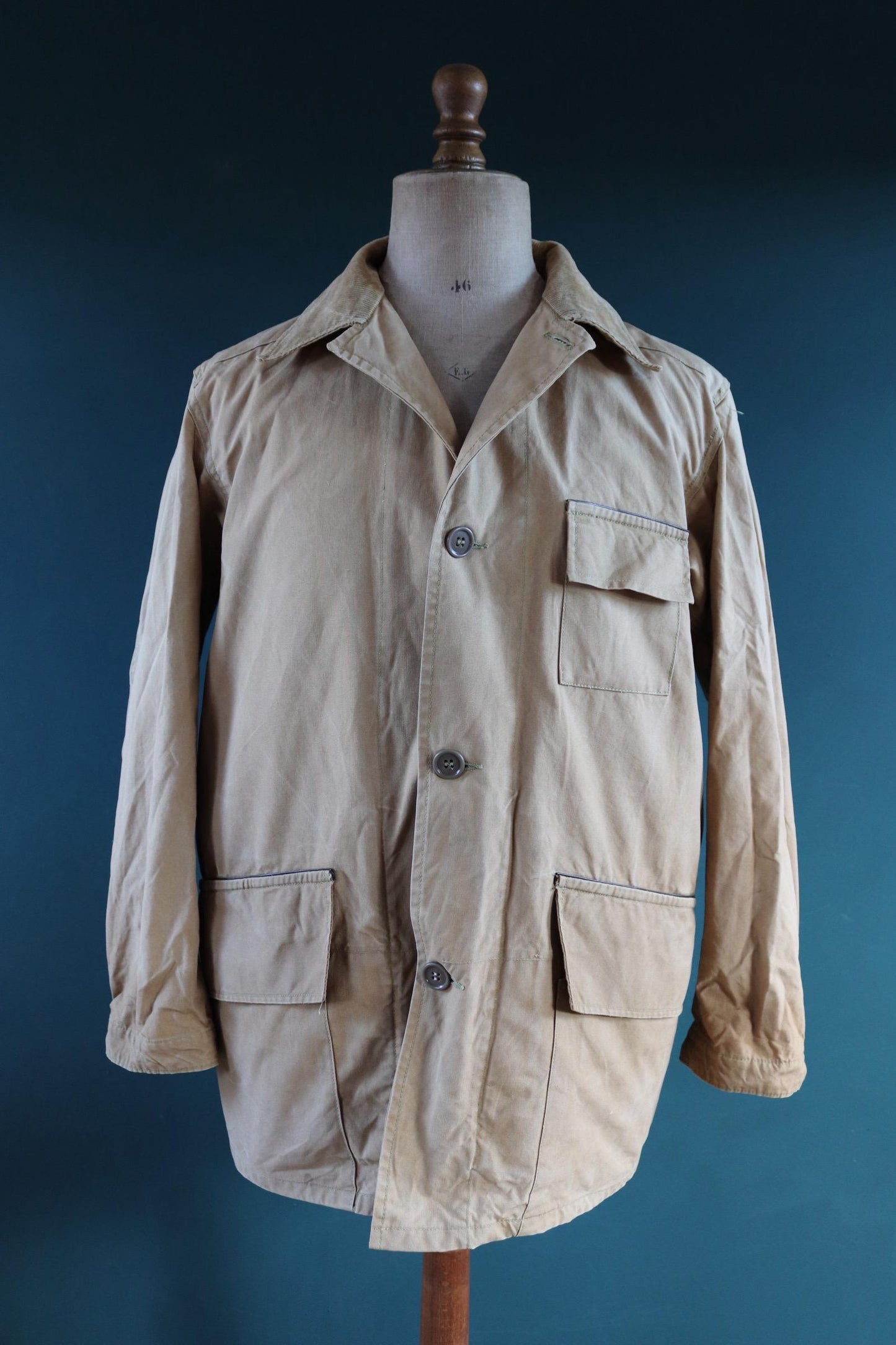 Vintage 1940s 40s Duxbak Utica Aero tan brown duck cotton canvas jacket hunting shooting American 48” chest work workwear chore