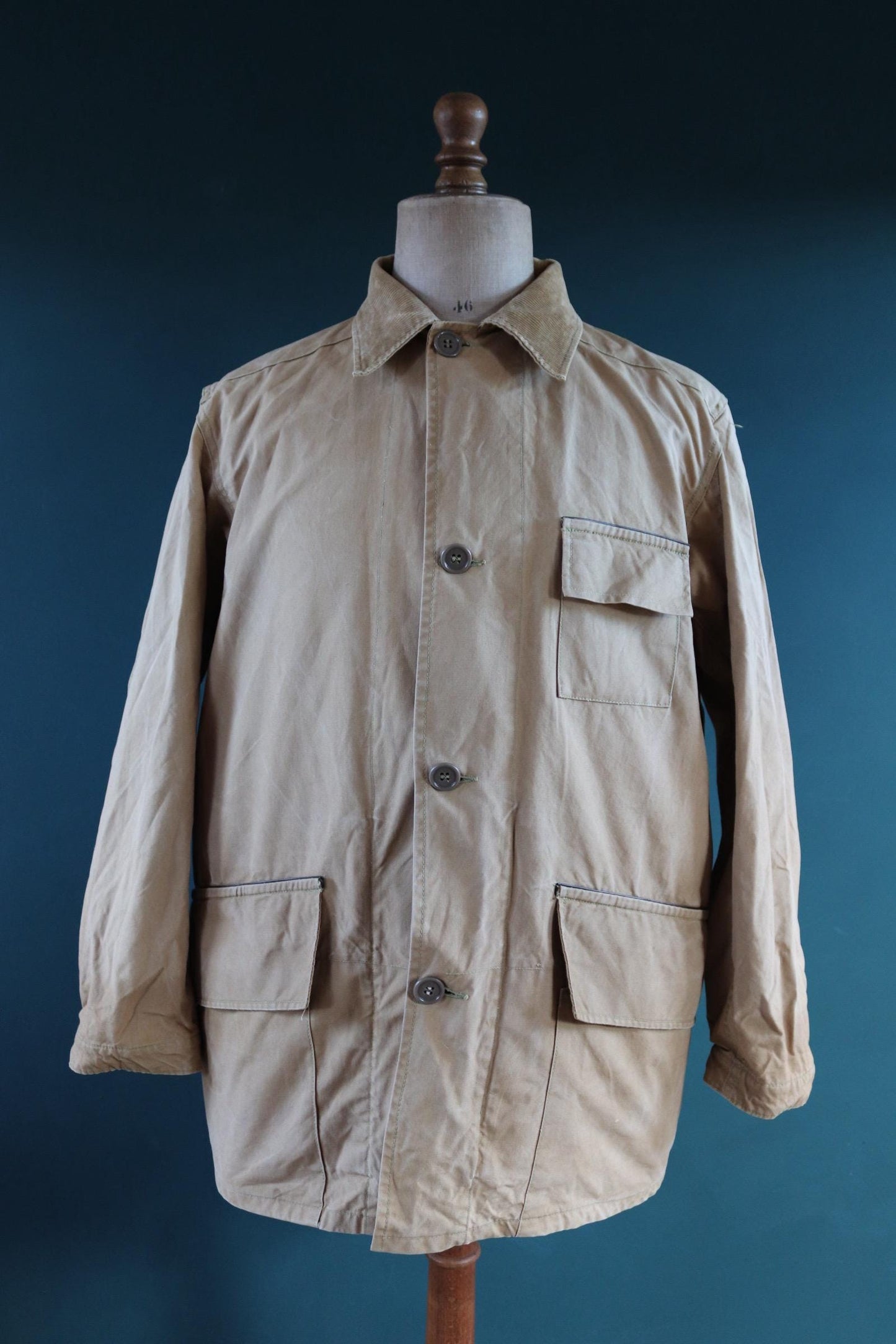 Vintage 1940s 40s Duxbak Utica Aero tan brown duck cotton canvas jacket hunting shooting American 48” chest work workwear chore