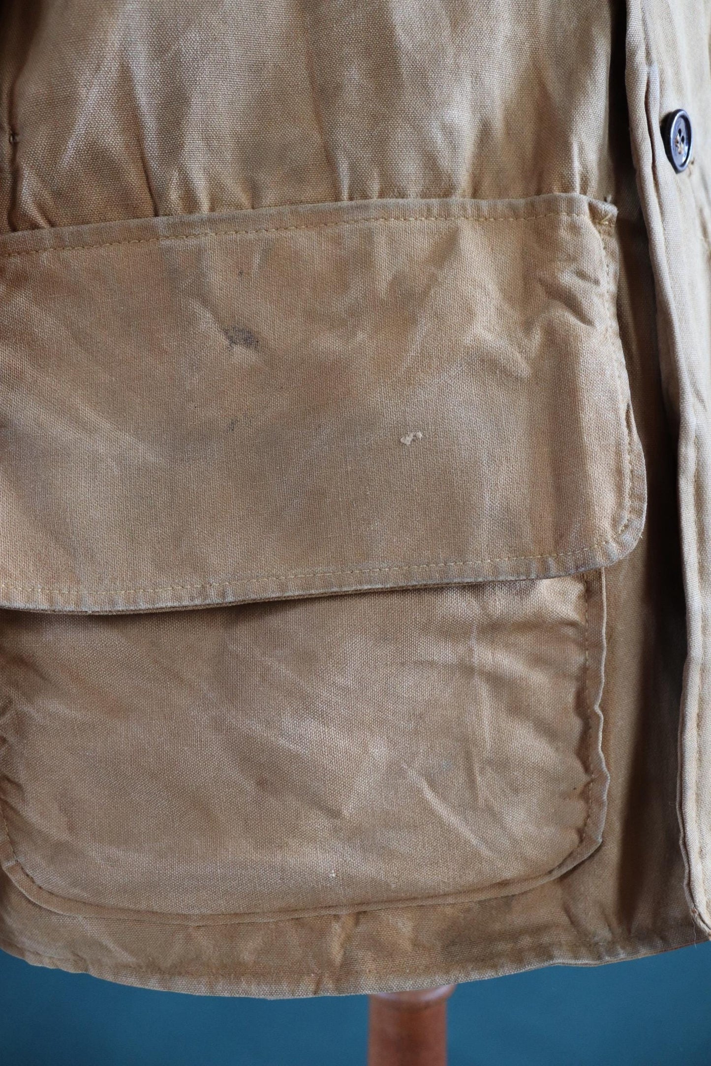 Vintage 1960s 60s Brush Master tan brown duck cotton canvas jacket hunting shooting American 47” chest workwear work chore