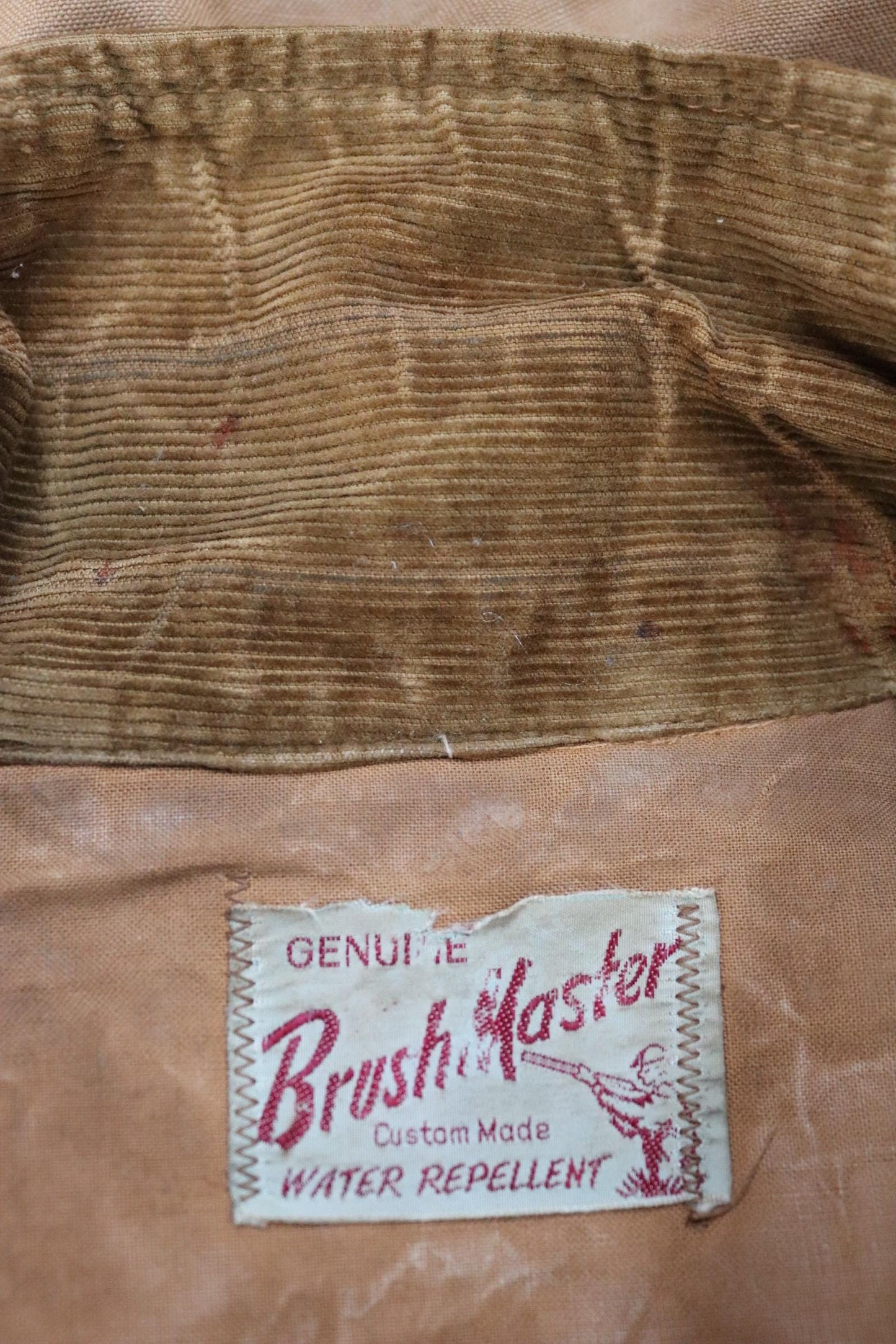 Vintage 1960s 60s Brush Master tan brown duck cotton canvas jacket hunting shooting American 47” chest workwear work chore