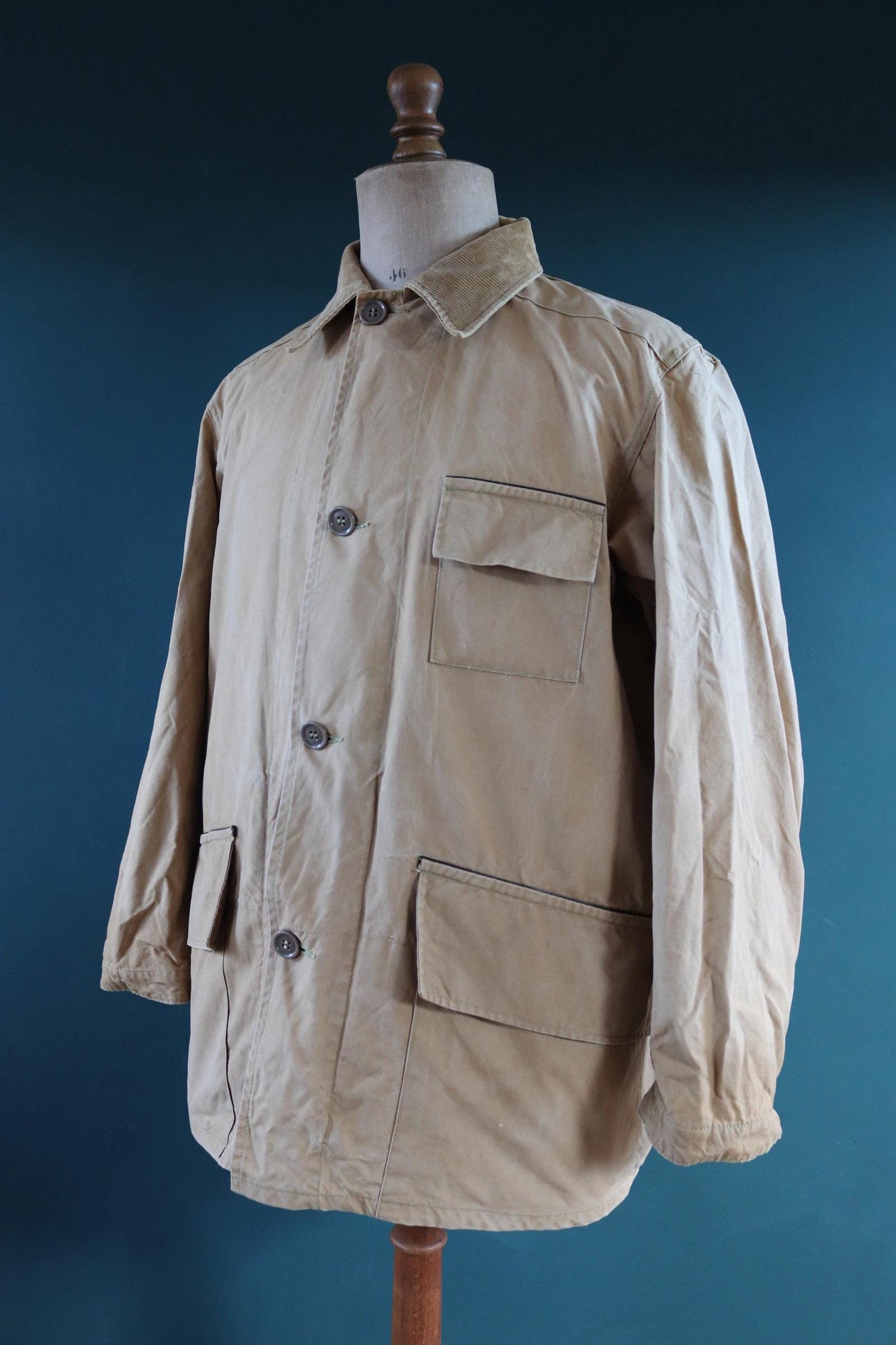 Vintage 1940s 40s Duxbak Utica Aero tan brown duck cotton canvas jacket hunting shooting American 48” chest work workwear chore