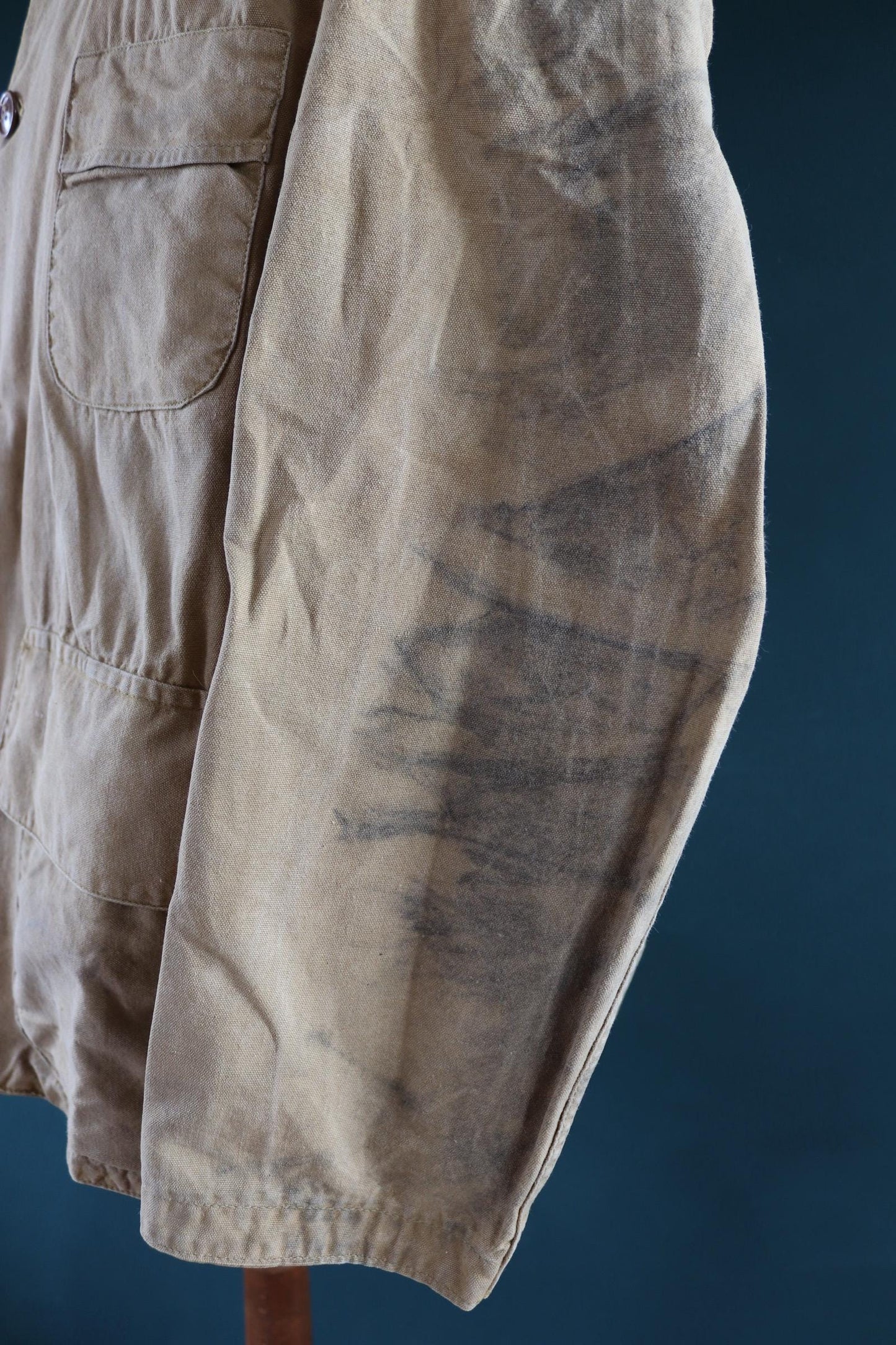 Vintage 1950s 1960s hunting jacket American Field Hettrick tan brown duck cotton canvas shooting American 49” chest workwear chore