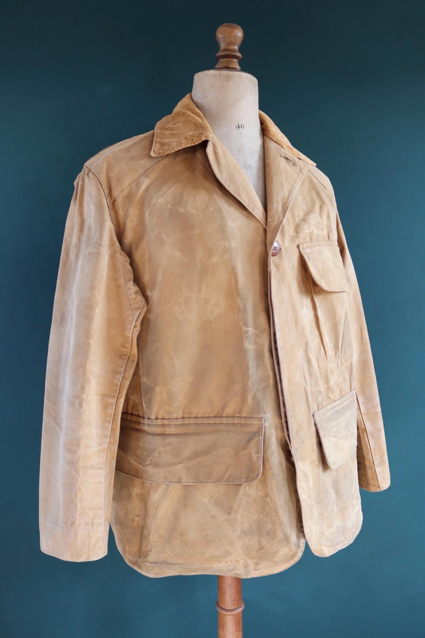 Vintage 1930s Duxbak Utica hunting jacket work workwear chore tan brown duck cotton canvas shooting American 50” chest
