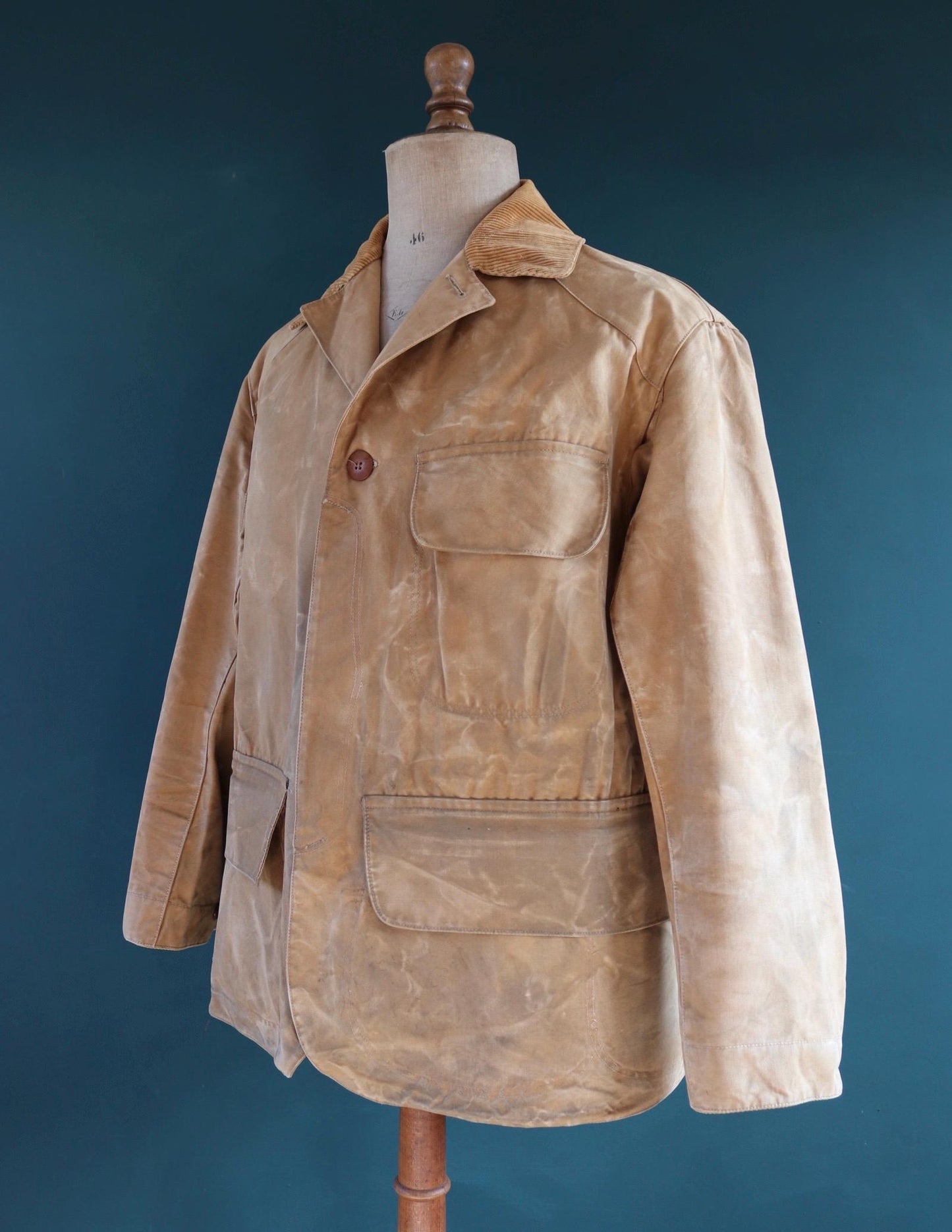 Vintage 1930s Duxbak Utica hunting jacket work workwear chore tan brown duck cotton canvas shooting American 50” chest