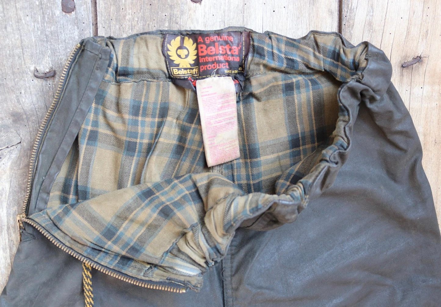Vintage 1970s Belstaff International waxed cotton motorcycle trousers 26” 28” 30” trial bike racing