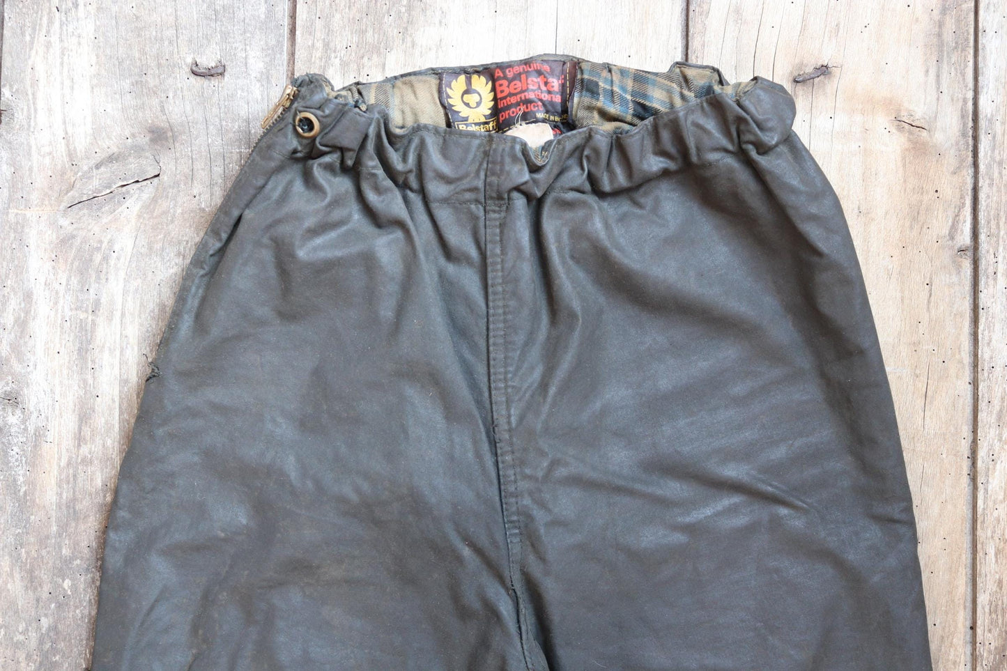 Vintage 1970s Belstaff International waxed cotton motorcycle trousers 26” 28” 30” trial bike racing