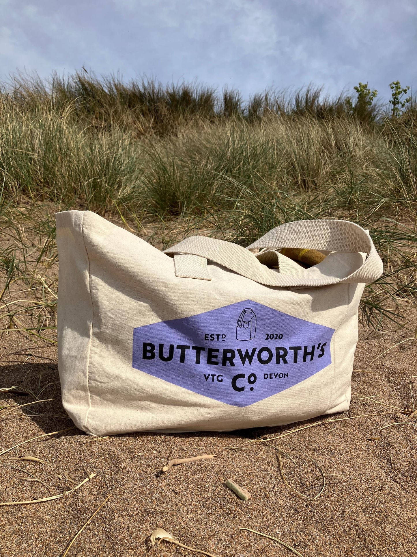 Large Cotton tote beach bag Butterworth’s Vintage shop Devon