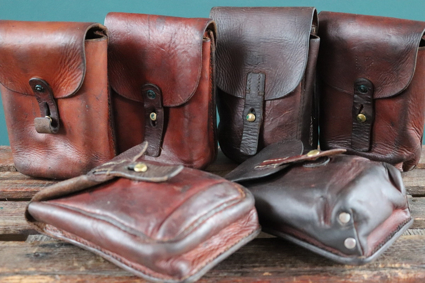 Vintage brown leather bag pouch hip belt 1930s 30s 1940s Swedish army military tool hand stitched riveted festival garden
