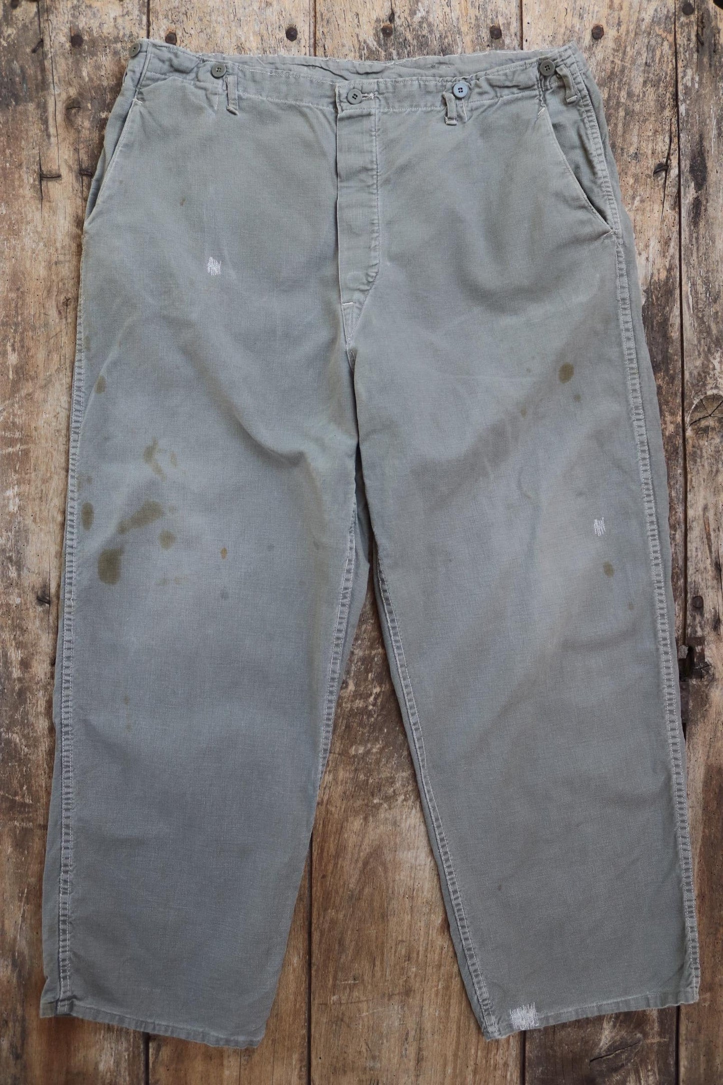 Vintage 1950s 50s 1960s 60s Swedish military cotton twill utility field trousers pants workwear work chore 41” x 30”