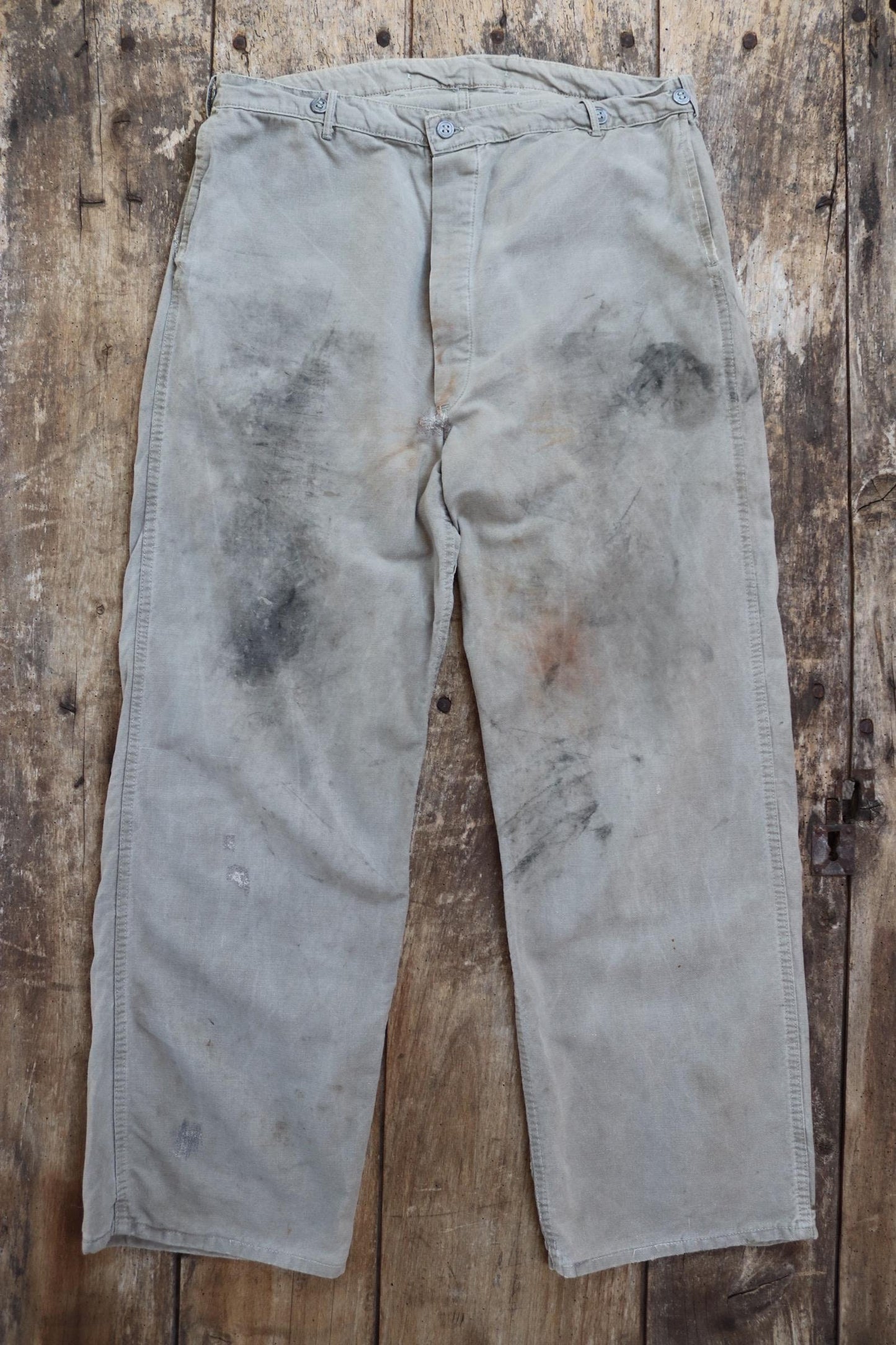 Vintage 1940s 1950s Swedish workwear trousers - military utility pants - buckle back - 36” x 31”