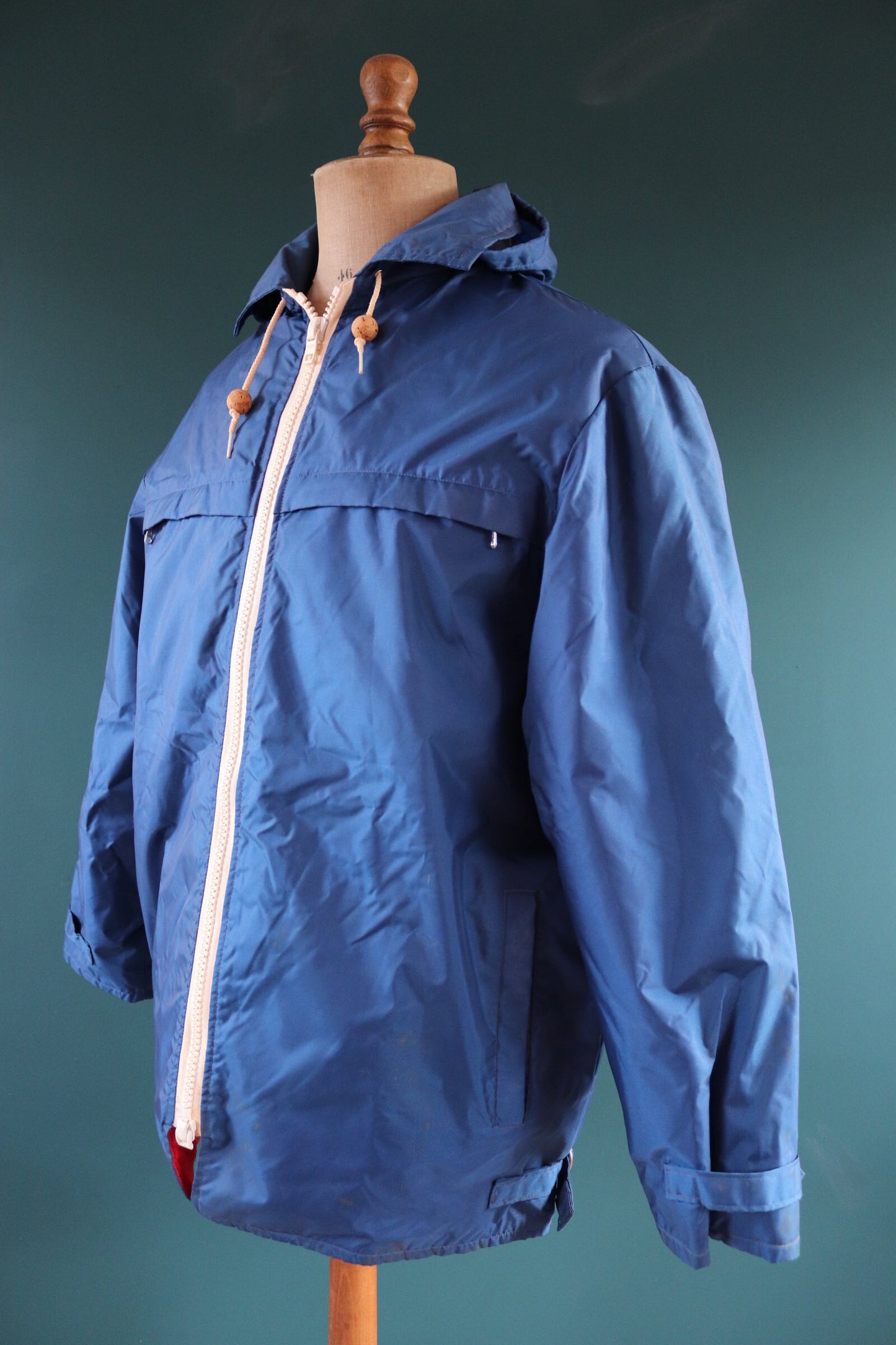 Vintage 1970s 70s 1980s 80s Commodore navy blue sailing sailor floatation waterproof anorak jacket 46” chest