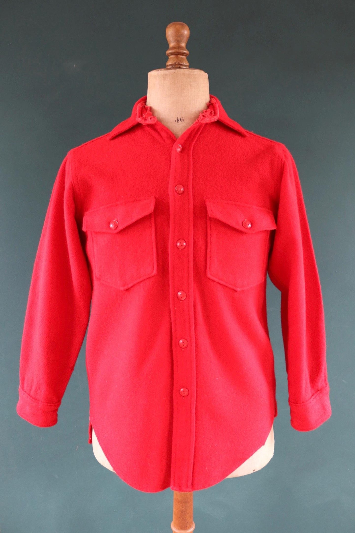 Vintage Woolrich wool shirt 1950s plain red camp camping hiking 40” chest