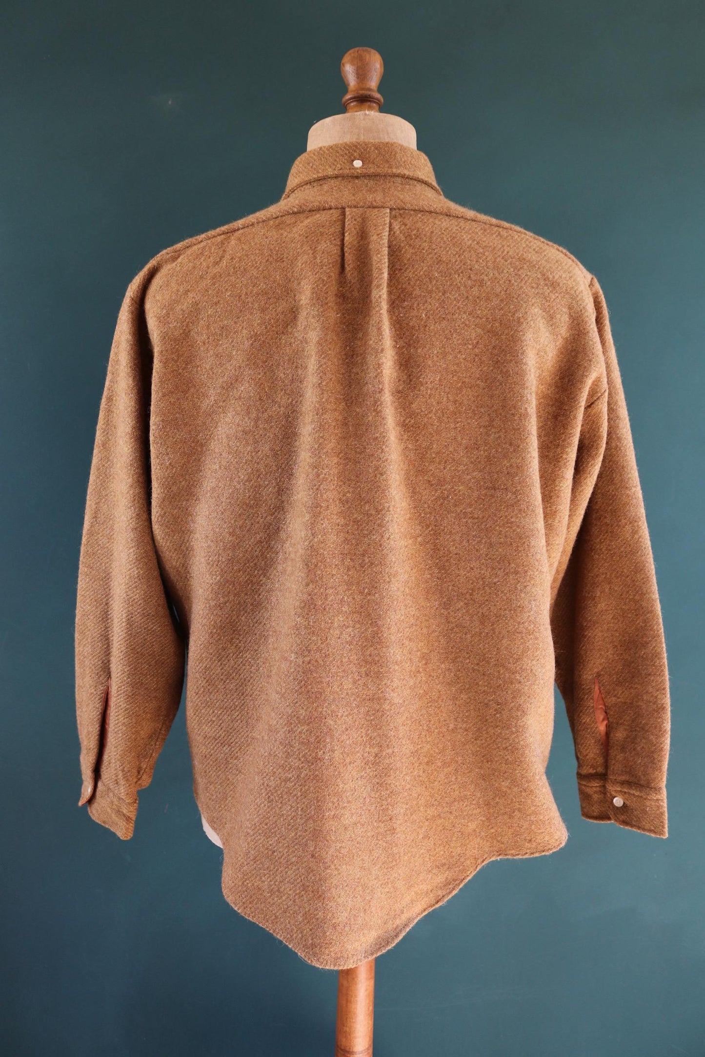 Vintage 1960s wool shirt - button down roll collar - Ivy League - 50” chest