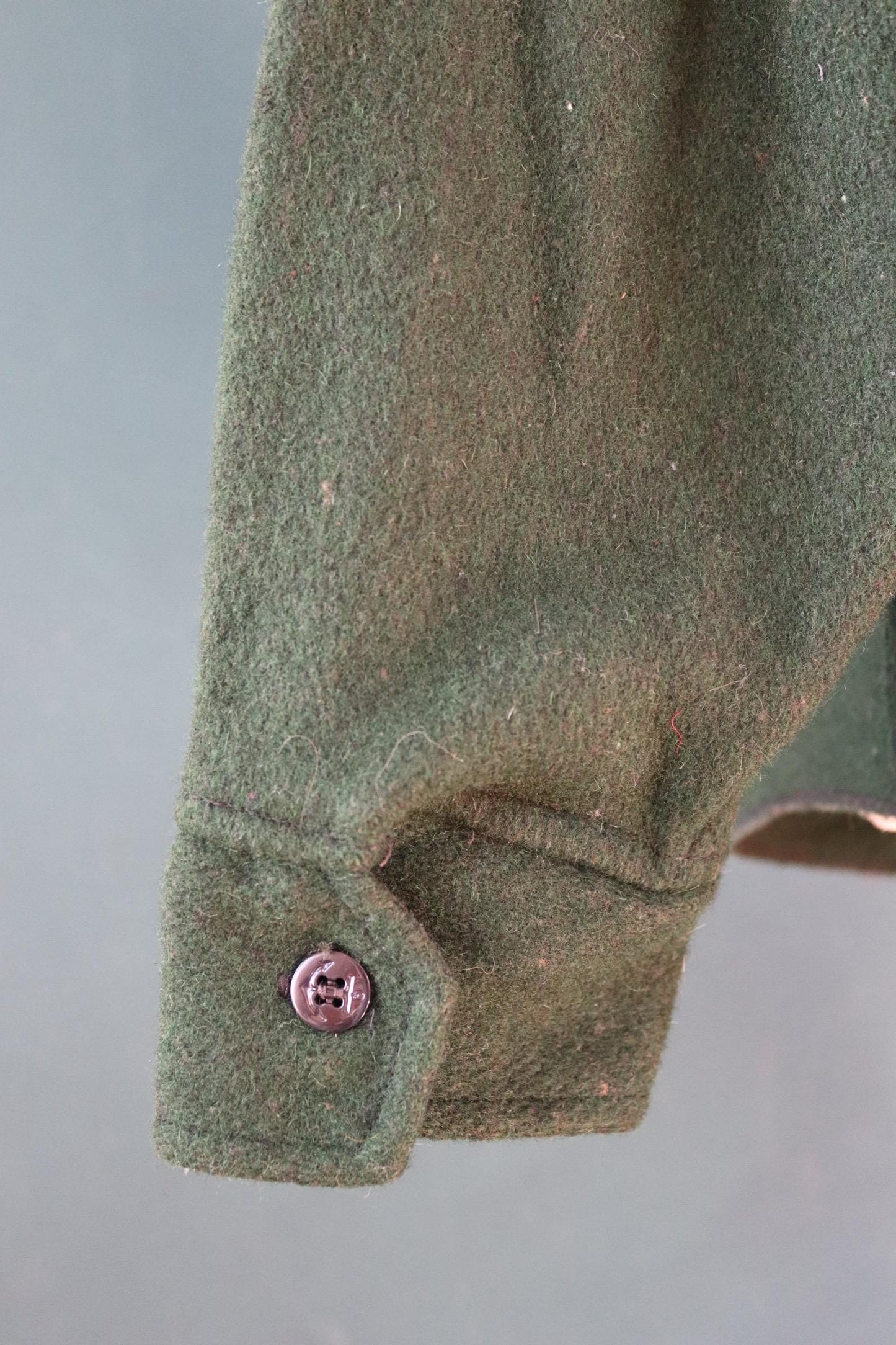 Vintage green workwear shirt wool CPO shacket Melton 52" chest hunting work chore camping hiking