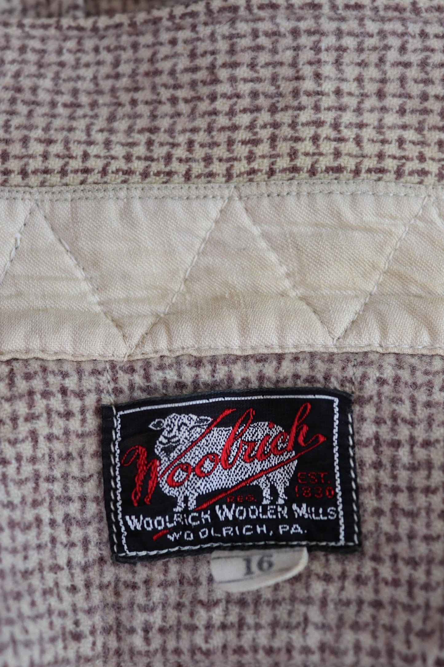Vintage 1940s Woolrich shirt dogtooth brown hiking camping 42” chest