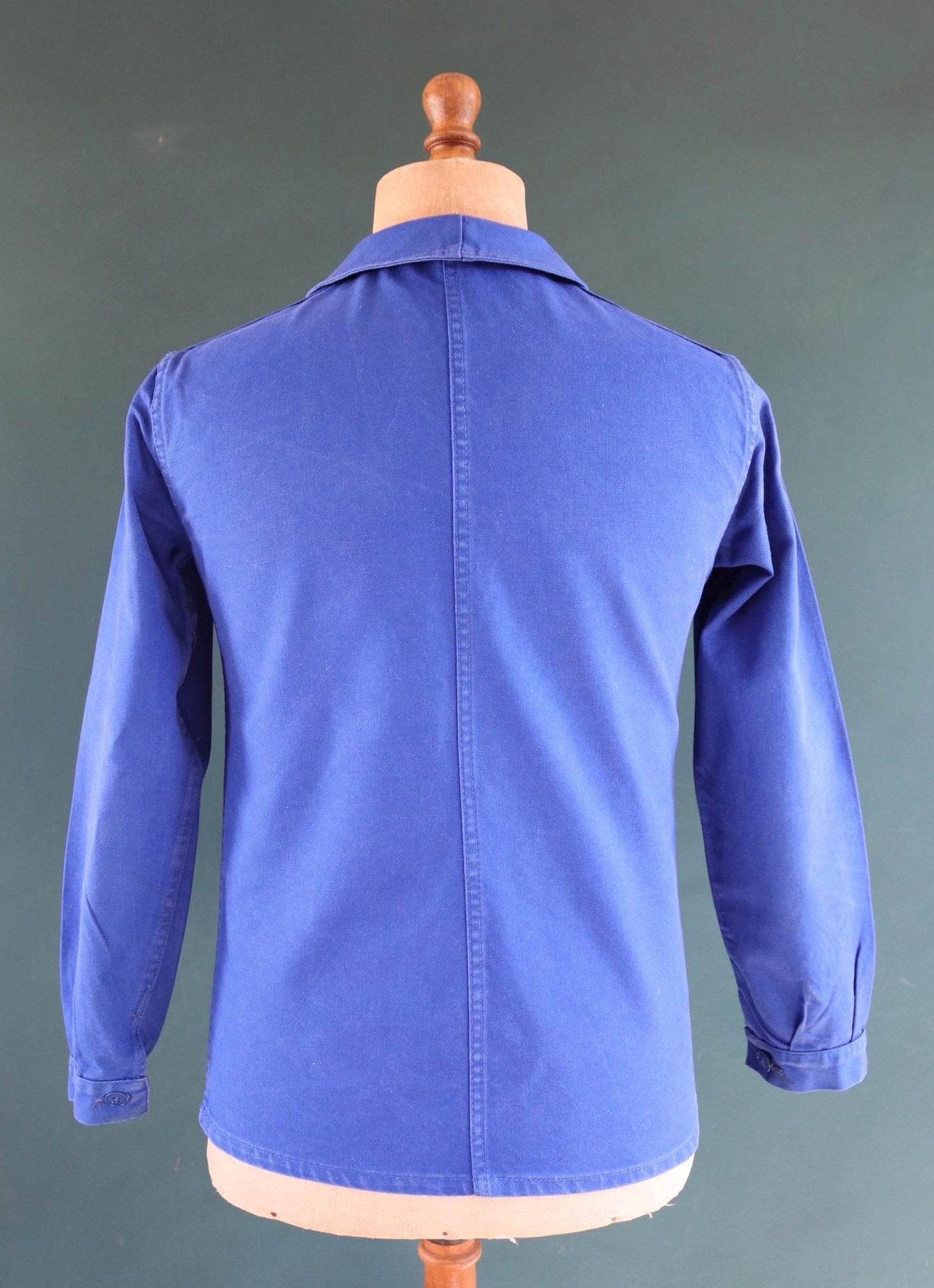 Vintage French workwear jacket blue work 1960s chore 37” chest bleu de travail cotton twill