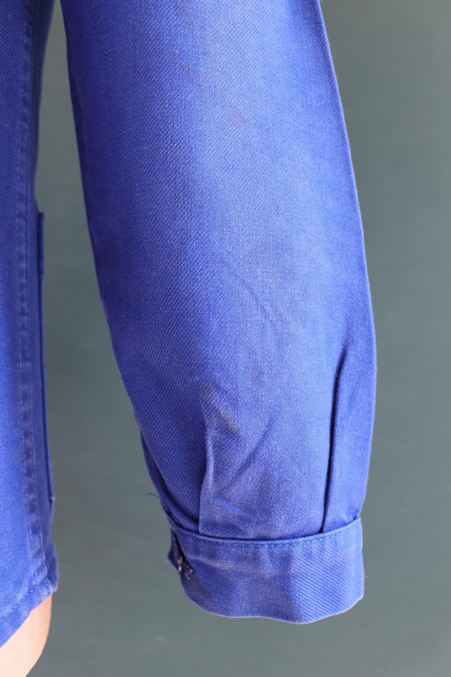 Vintage French workwear jacket blue work 1960s chore 37” chest bleu de travail cotton twill