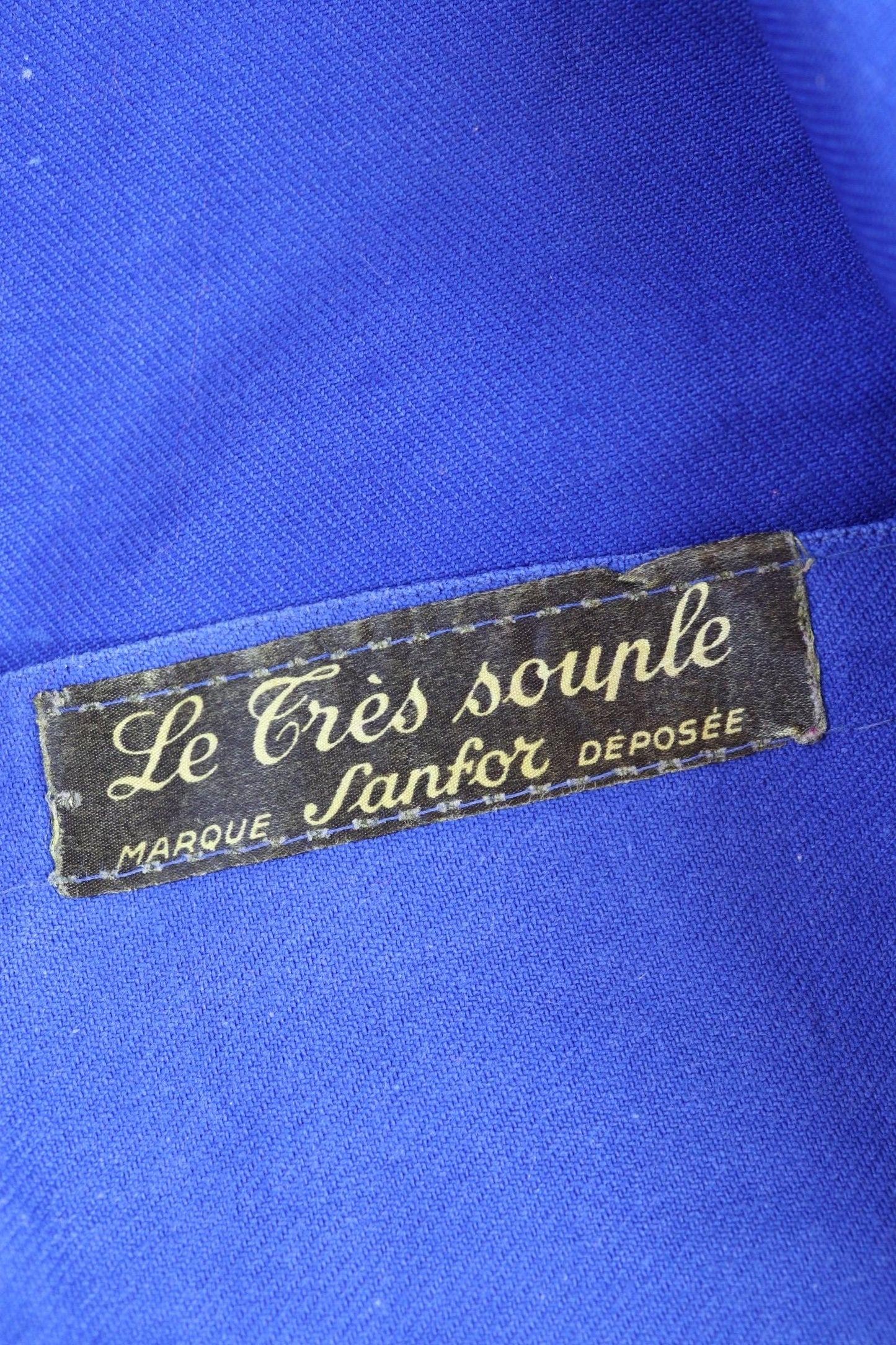 Vintage French workwear jacket blue work 1960s chore 37” chest bleu de travail cotton twill