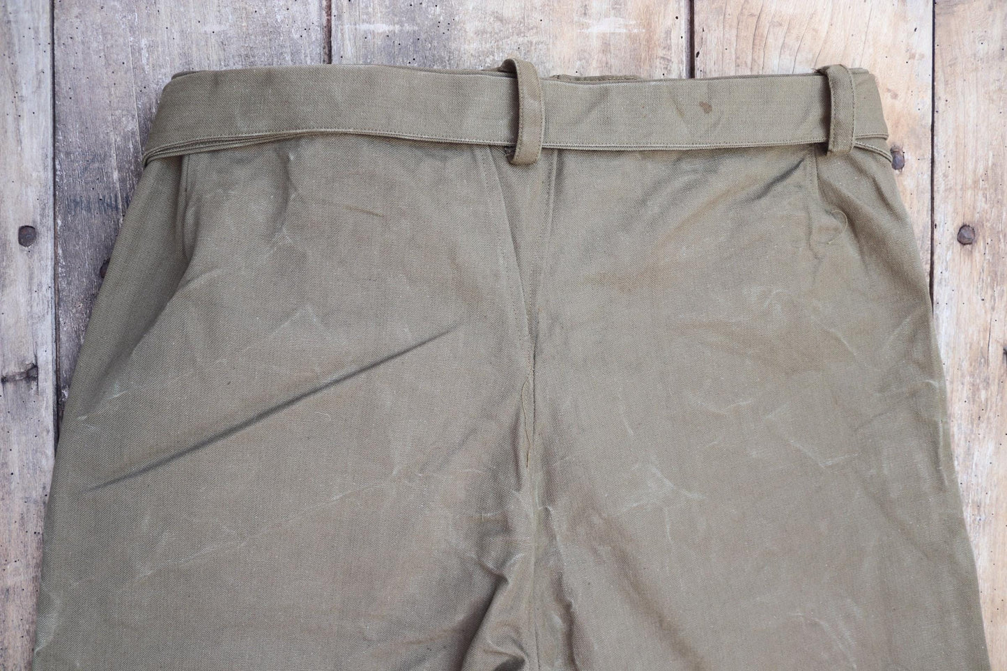 Vintage French military motorcycle trousers overalls pants khaki green cotton canvas dispatch rider 1950s army 40” x 29”