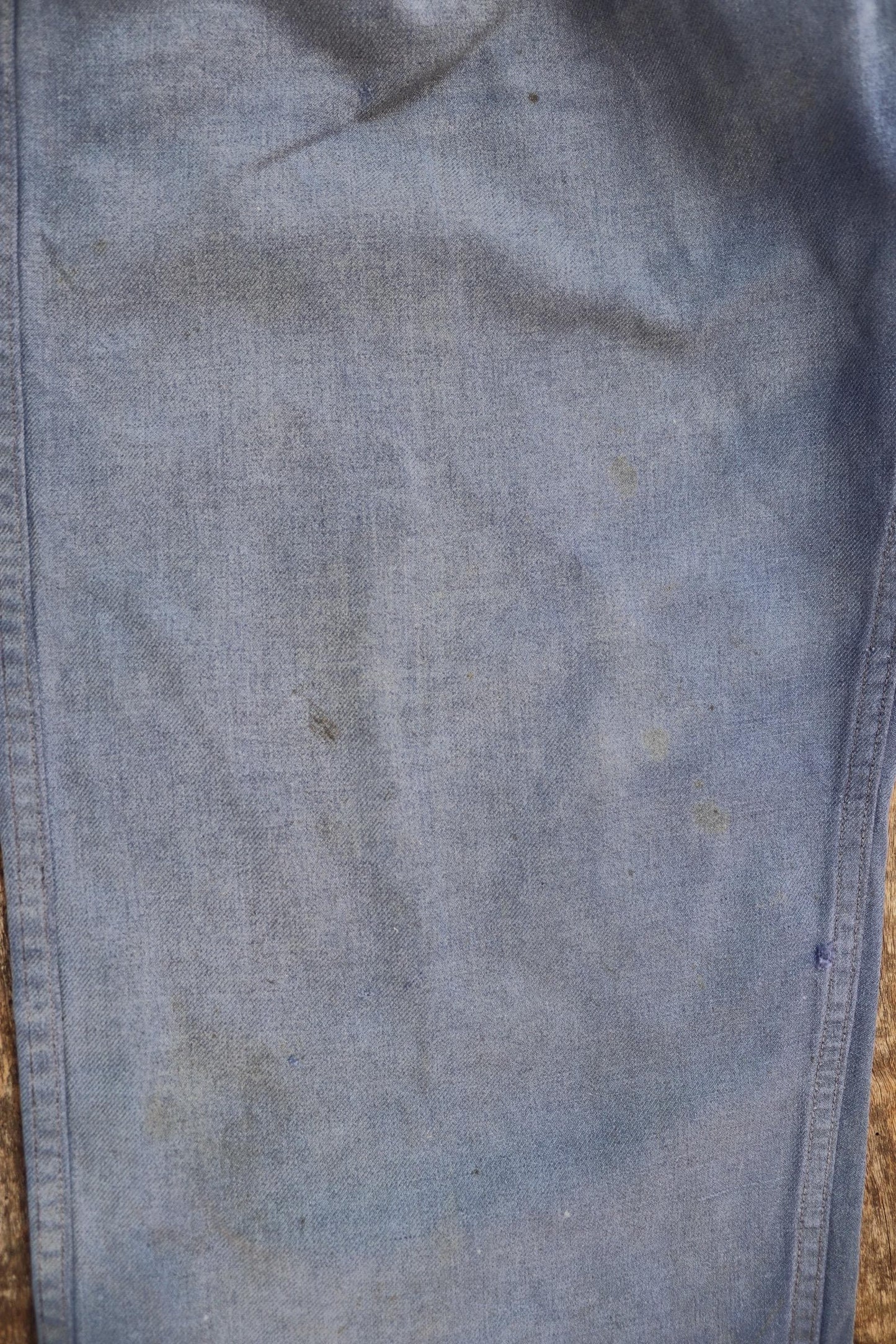 Vintage French workwear trousers pants indigo cotton twill 1960s work chore 32” x 26”