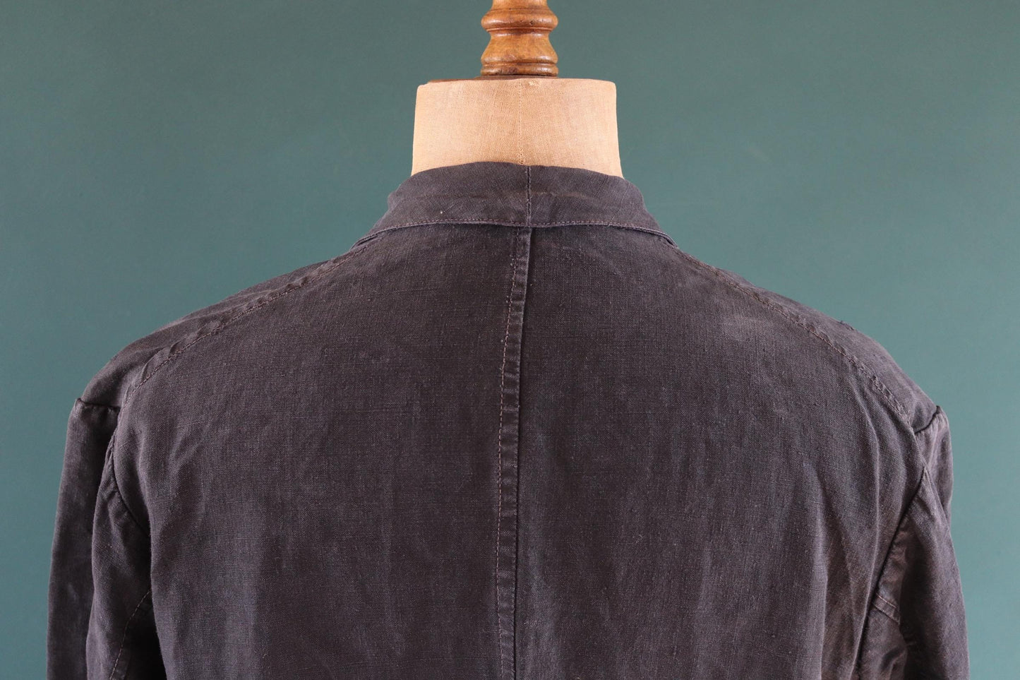 Vintage antique French indigo linen maquignon coat workwear duster work chore coat machinist 51” chest