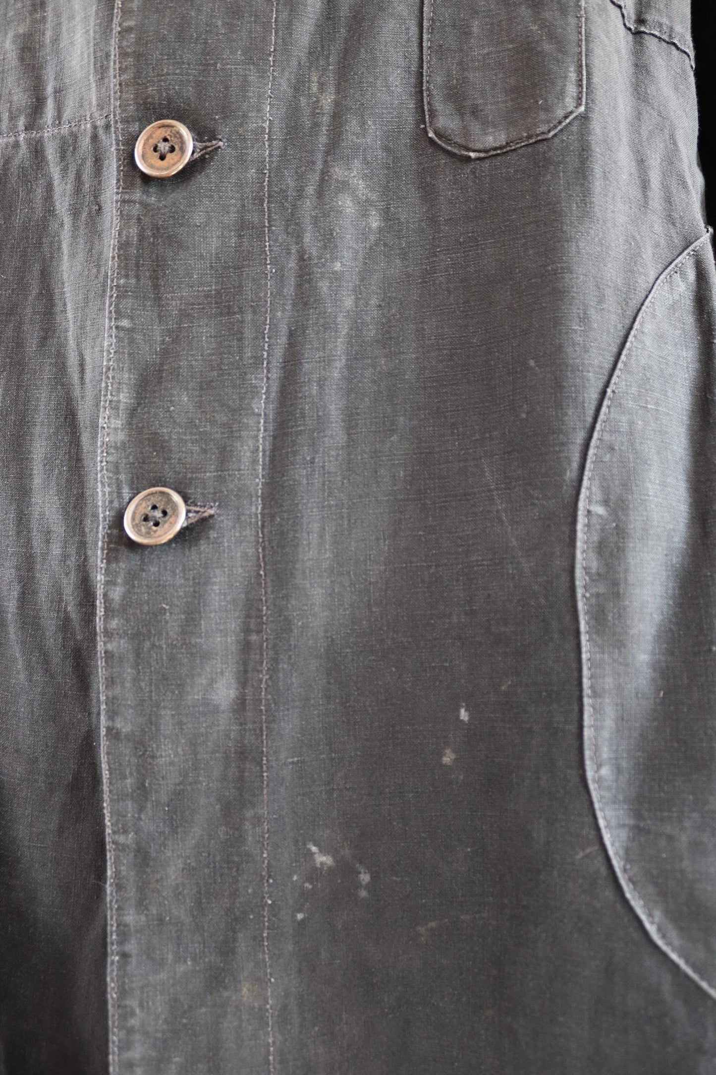 Antique French duster coat - vintage chore jacket - indigo linen workwear - maquignon - 51” chest