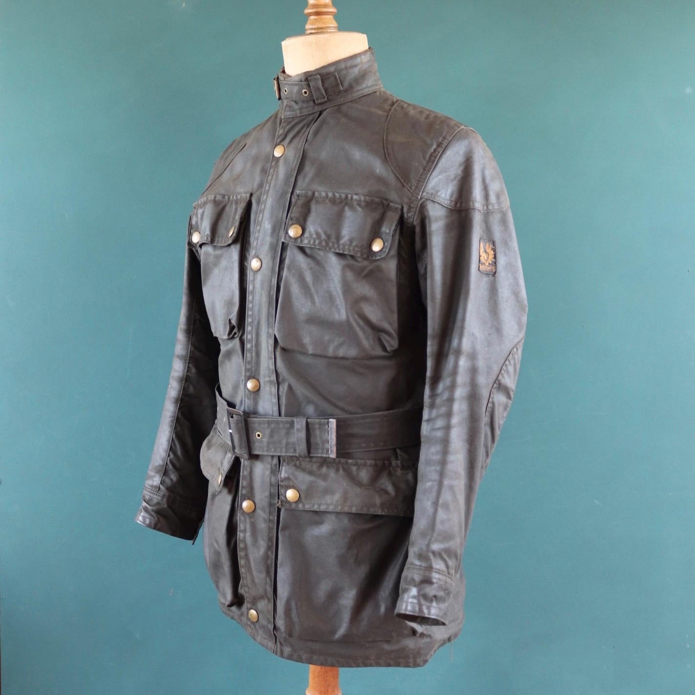 Vintage 1970s Belstaff International jacket - waxed cotton - motorcycle trial bike racing - 40" chest
