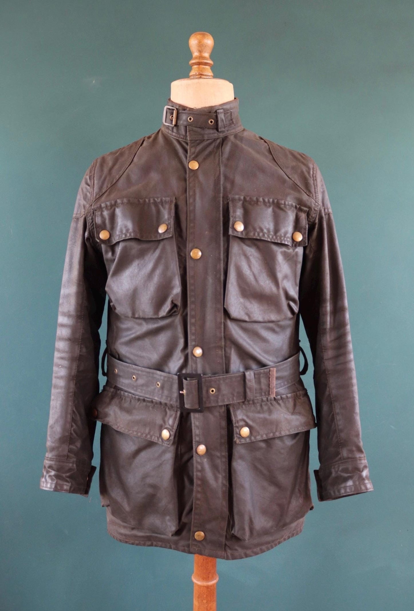 Vintage 1970s Belstaff International jacket - waxed cotton - motorcycle trial bike racing - 40" chest