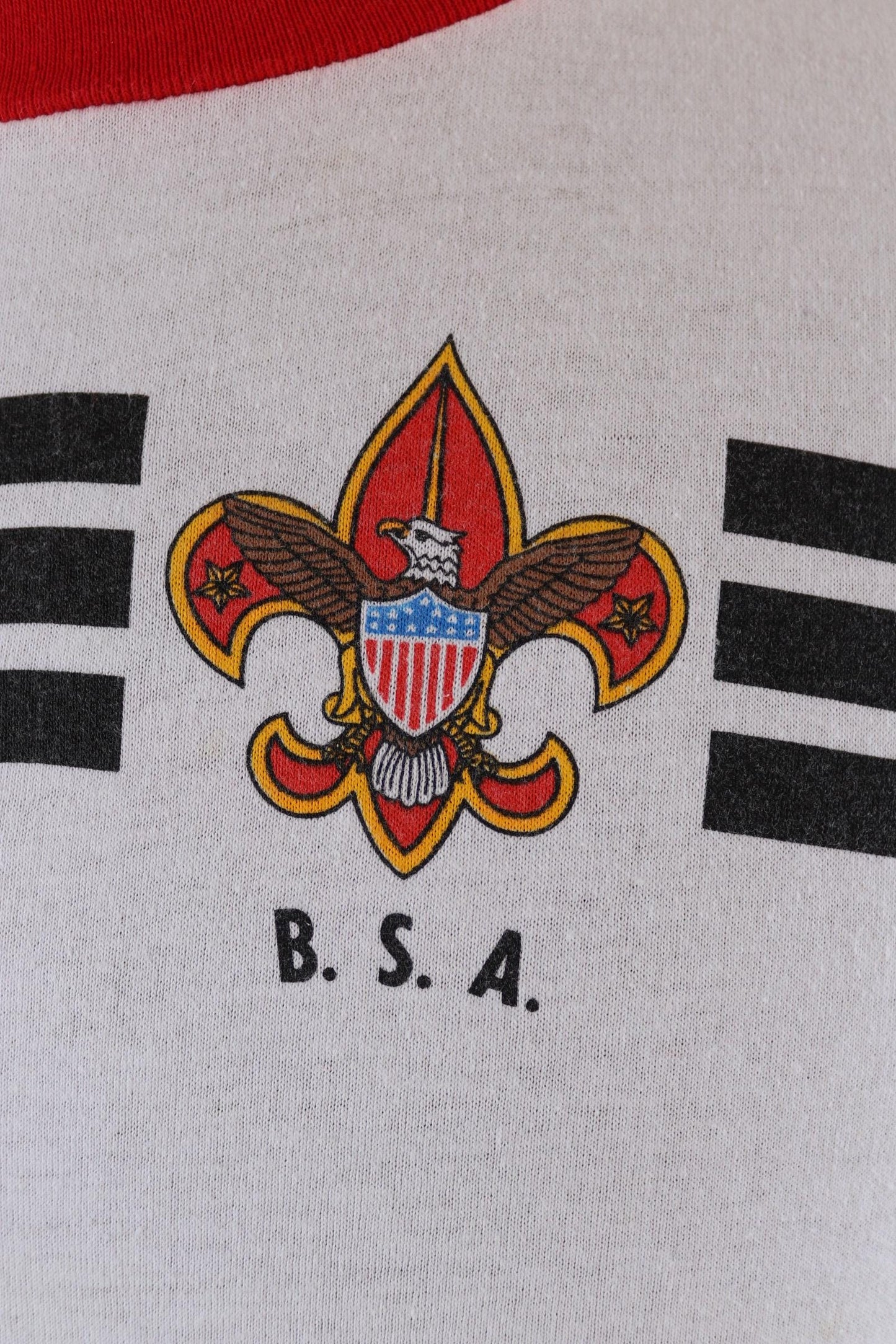 Vintage 1980s 90s Boy Scouts t shirt - BSA print - 36” chest - ringer sportswear - made in USA