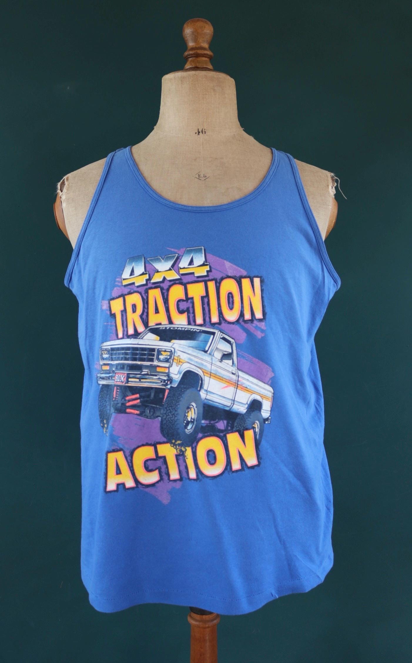 Vintage 1990s monster truck t shirt - vest top - off road design - tourist souvenir singlet - 42” chest