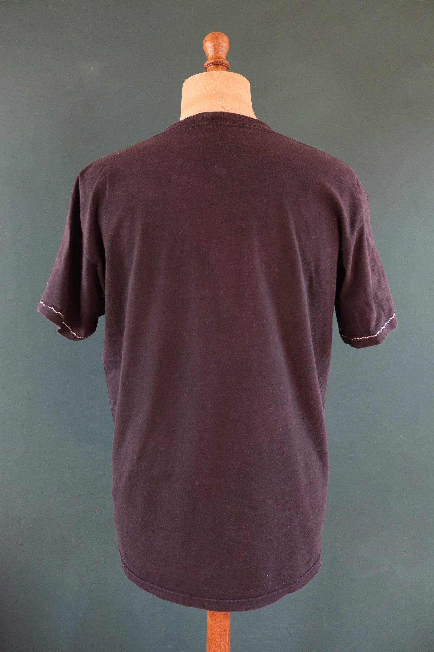 Vintage 1990s faded black t shirt - Aztec style design with tassels - 43” chest