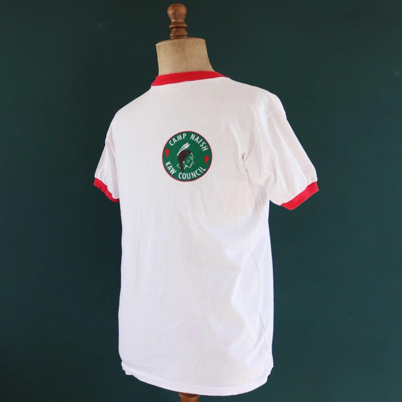 Vintage 1980s 90s Boy Scouts t shirt - BSA print - 42” chest - scout camp - Chief head - ringer tee - made in USA