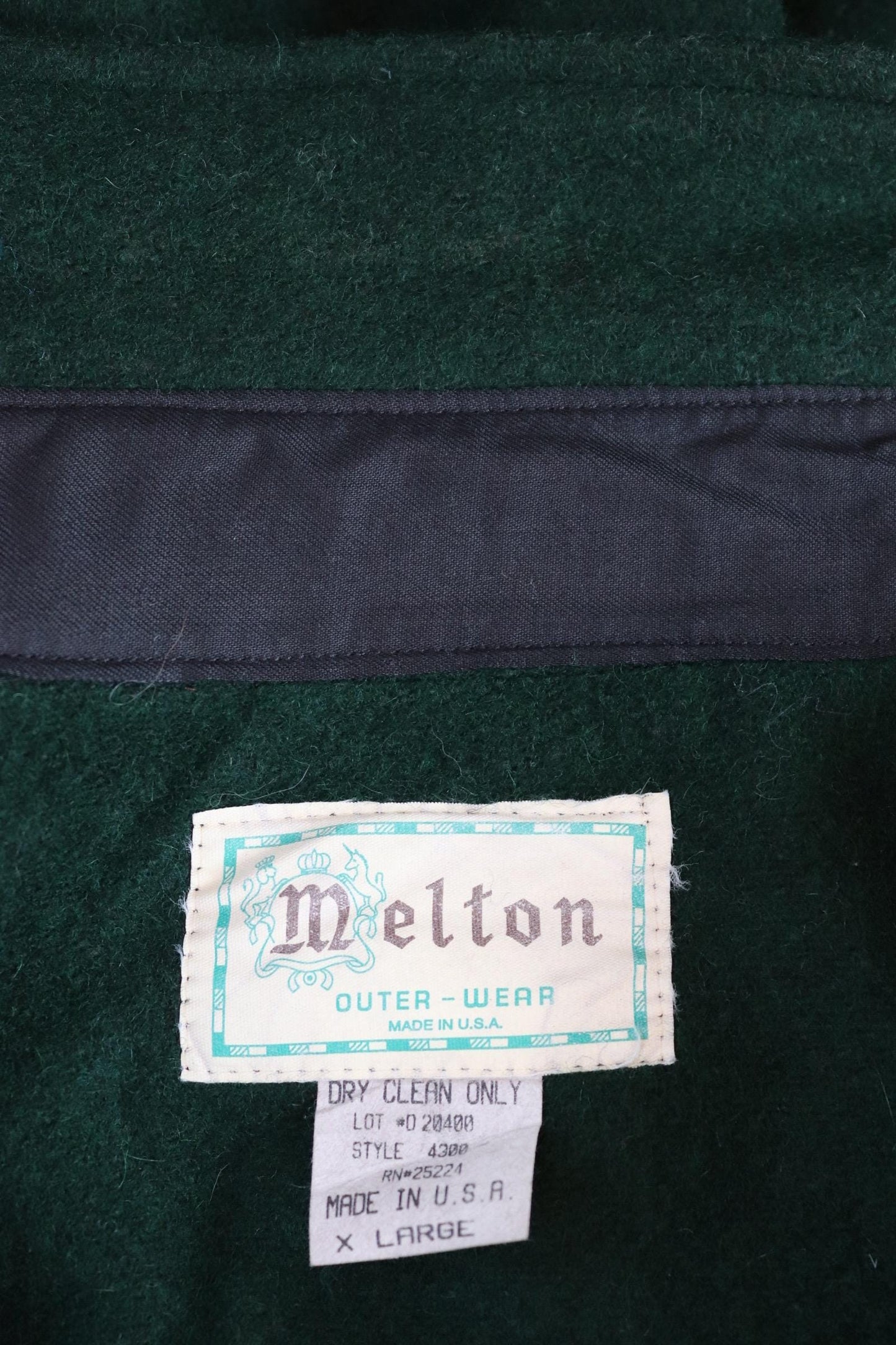 Vintage green workwear shirt wool CPO shacket Melton 52" chest hunting work chore camping hiking