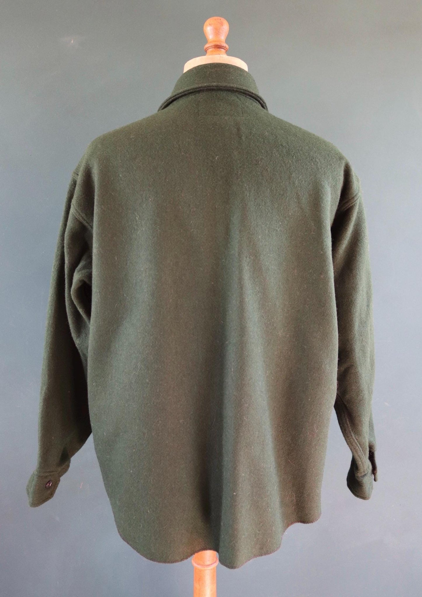 Vintage green workwear shirt wool CPO shacket Melton 52" chest hunting work chore camping hiking