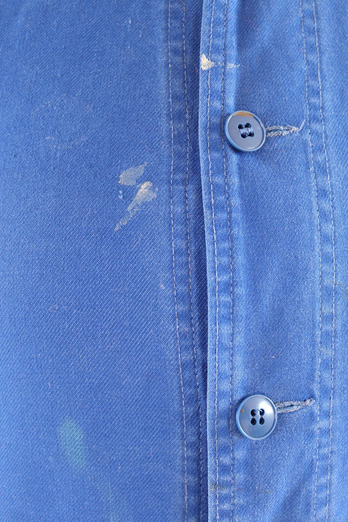 Vintage French workwear jacket blue work 1960s chore 37” chest bleu de travail cotton twill