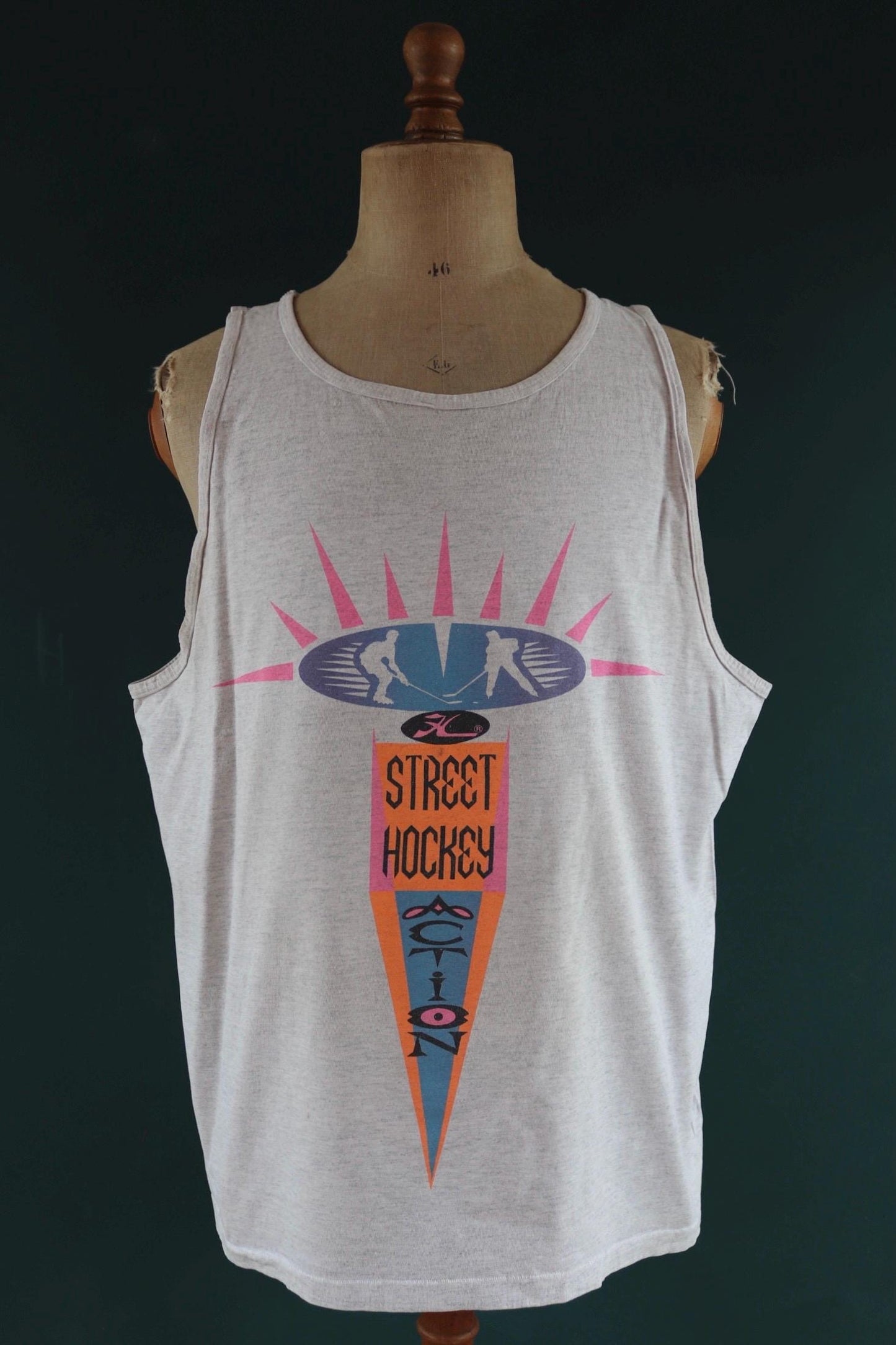 Vintage 1990s Hobie vest top - neon vest - street hockey graphic - surf singlet - 51” chest