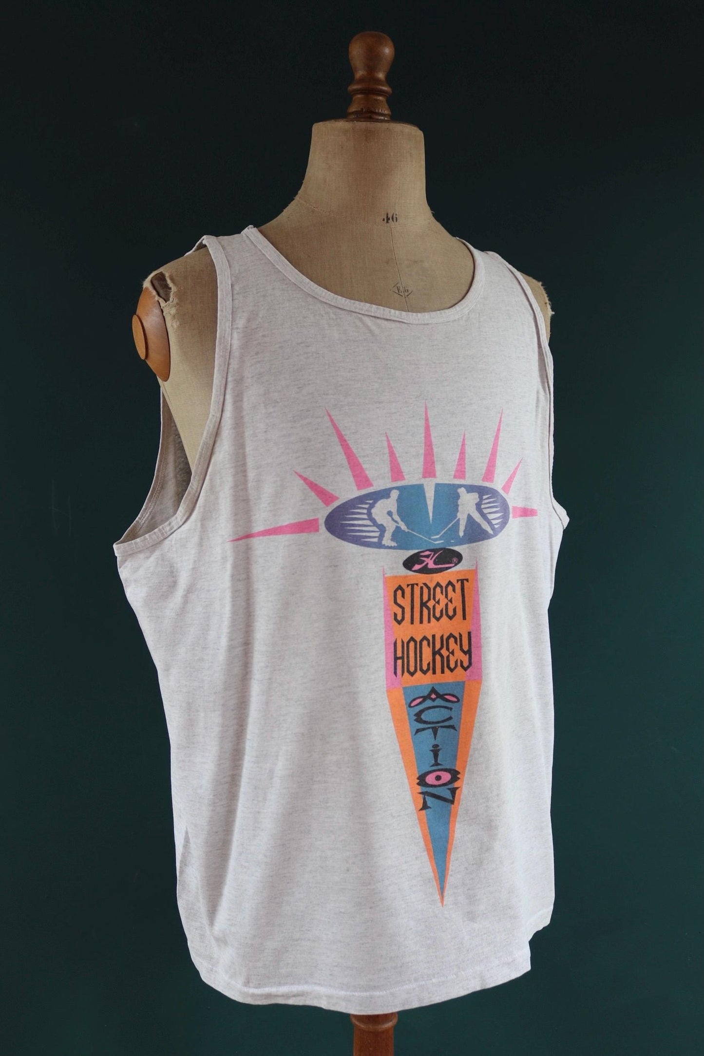 Vintage 1990s Hobie vest top - neon vest - street hockey graphic - surf singlet - 51” chest