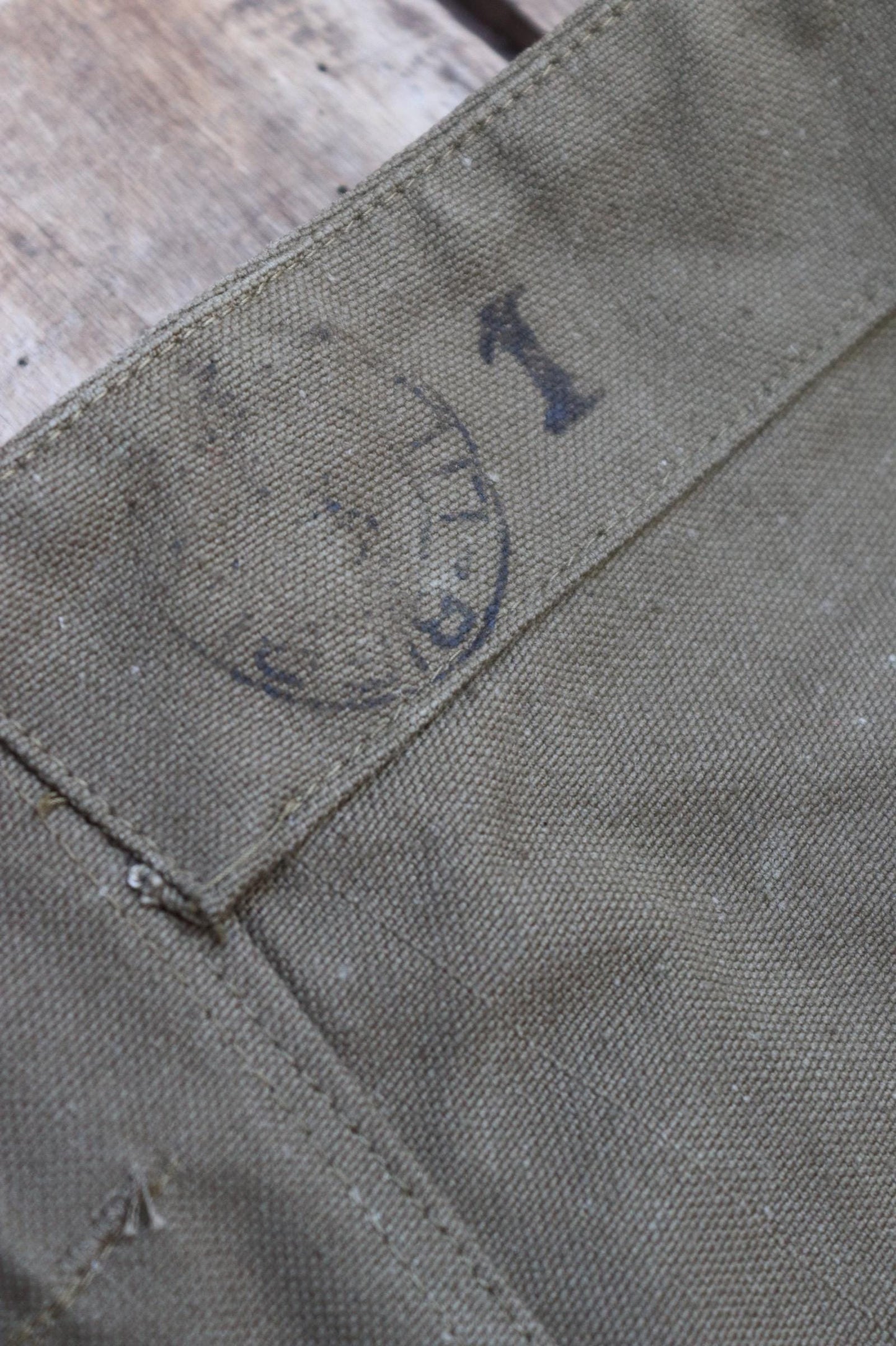 Vintage French military motorcycle trousers overalls pants khaki green cotton canvas dispatch rider 1950s army 40” x 29”