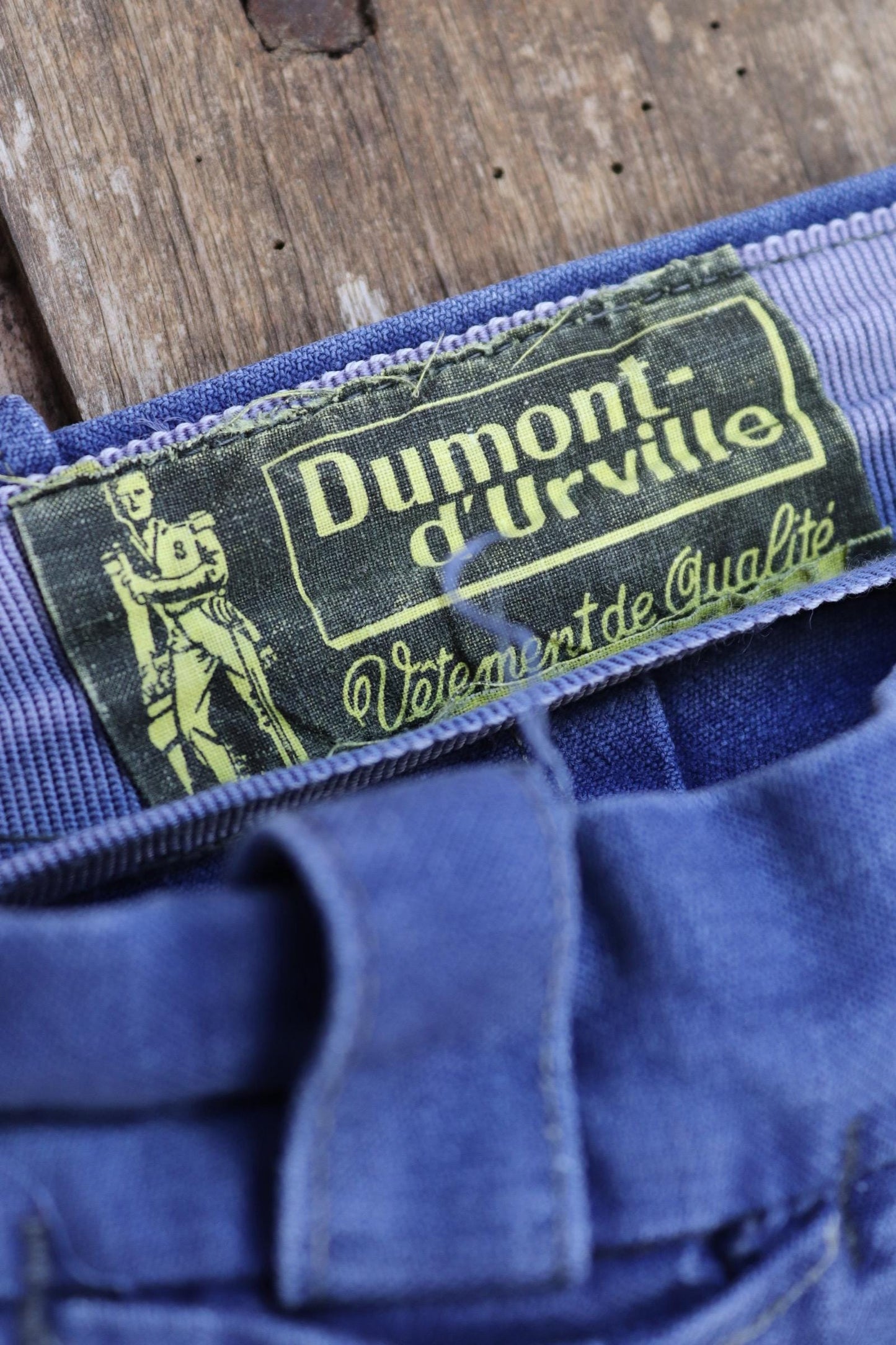 Vintage French workwear trousers pants indigo cotton twill 1960s work chore 35” x 27”