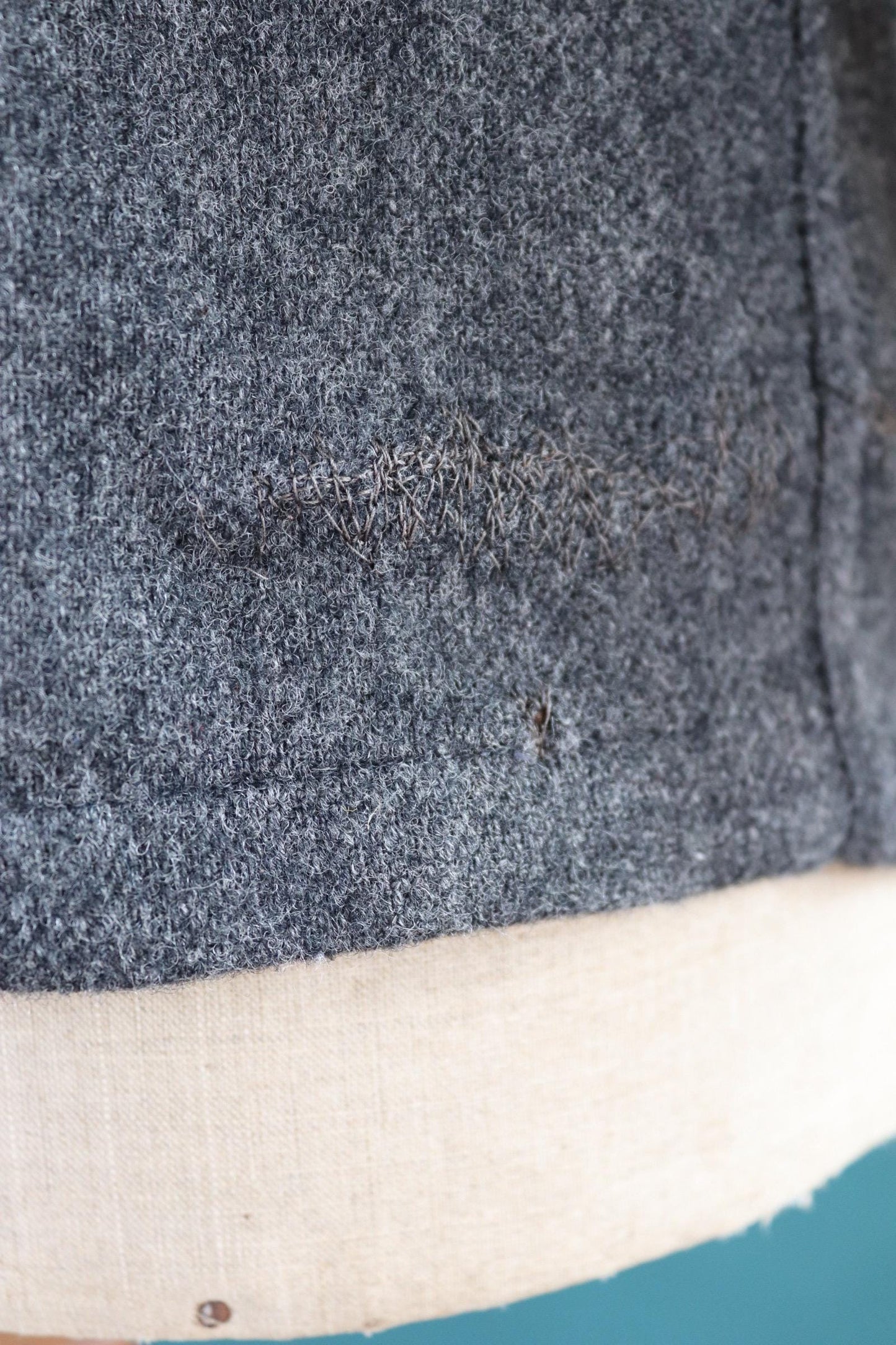 Vintage 1960s wool shirt McGregor loop collar plain grey hiking camping 42” chest