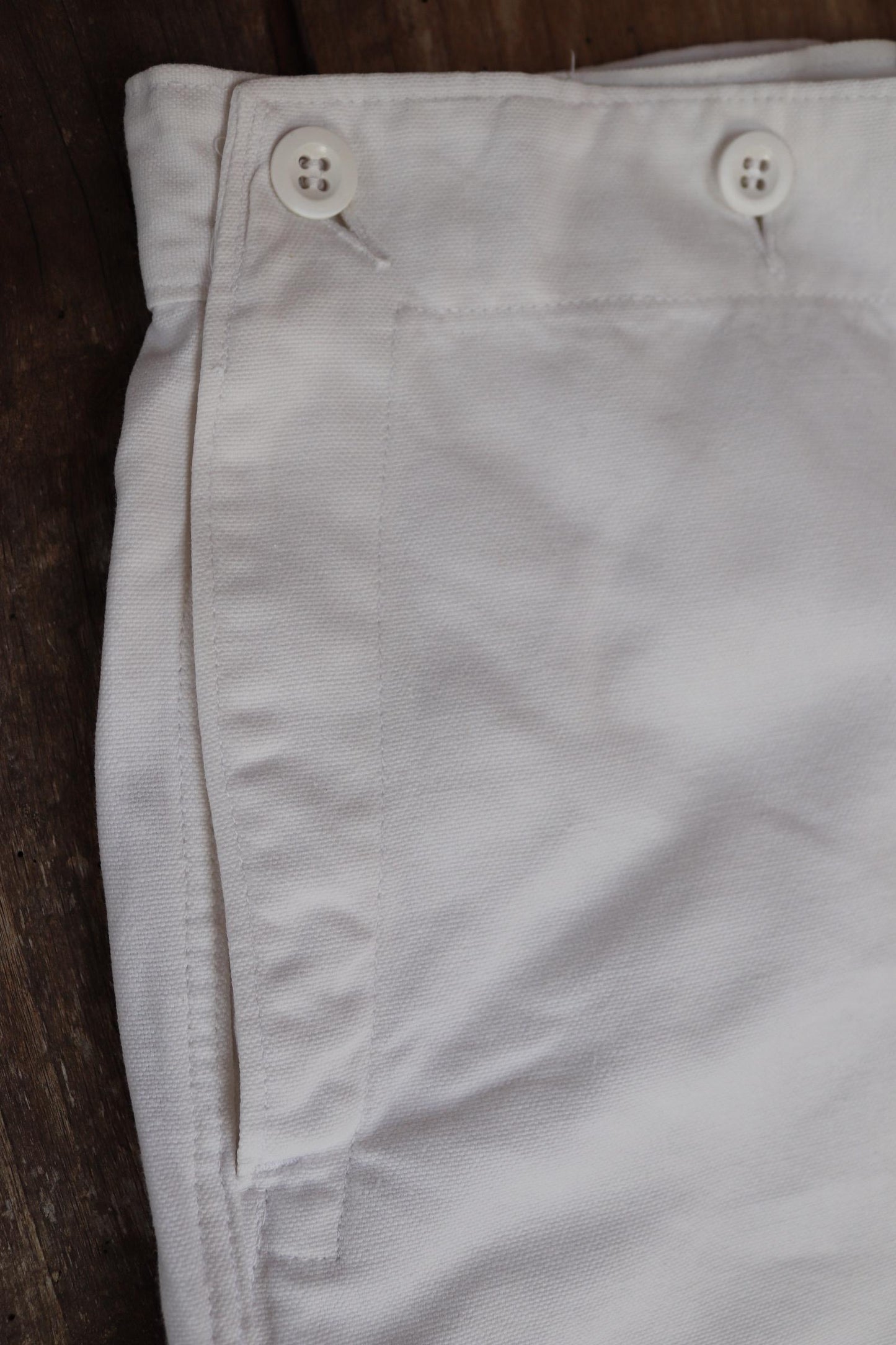 Vintage French white cotton naval trousers - 1950s 60s wide leg pants - Marine Nationale - 28” x 32” - riviera beach
