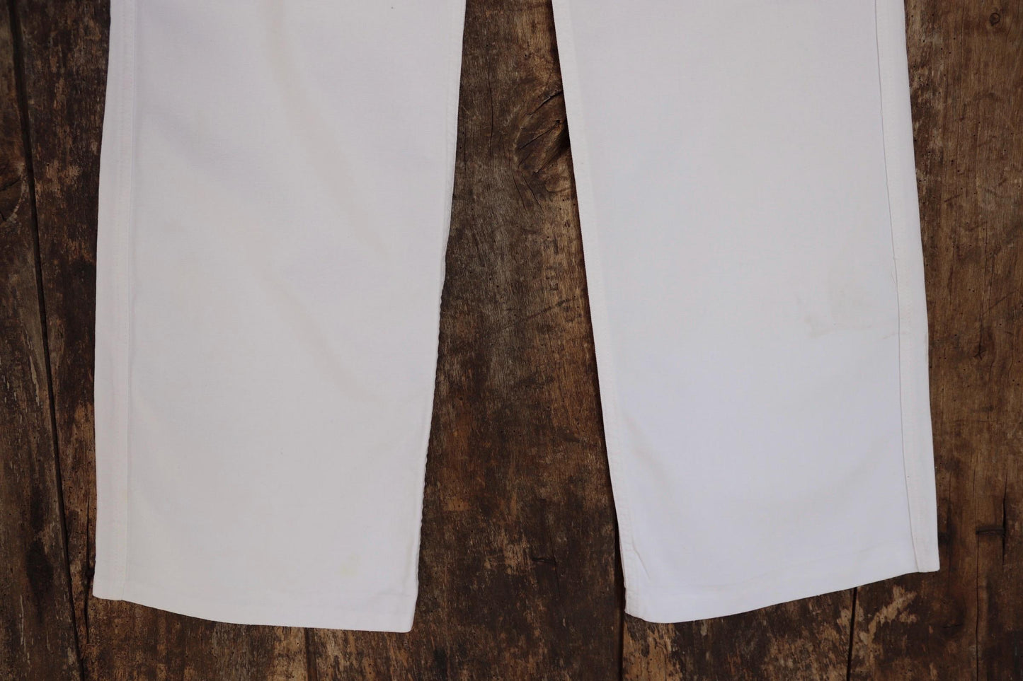 Vintage French white cotton naval trousers - 1950s 60s wide leg pants - Marine Nationale - 28” x 32” - riviera beach