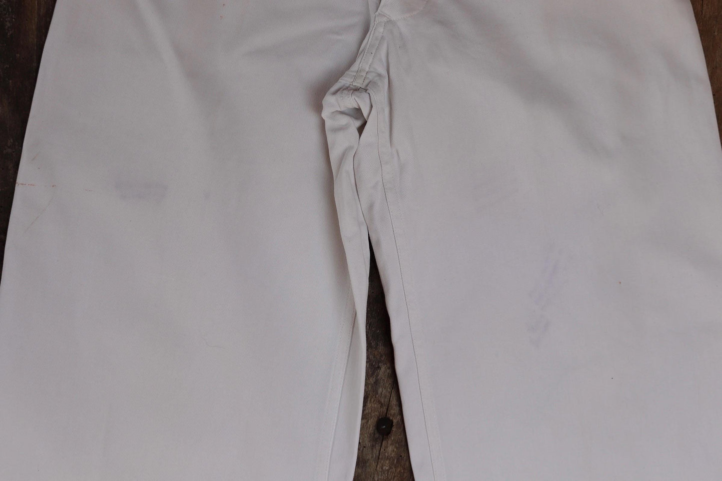 Vintage French white cotton naval trousers - 1950s 60s wide leg pants - Marine Nationale - 28” x 32” - riviera beach