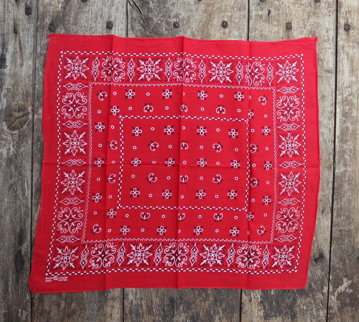 Vintage 1960s bandana - trunk up Elephant brand - colourfast cotton pocket square - squash blossom neckerchief - Davis and Catterall