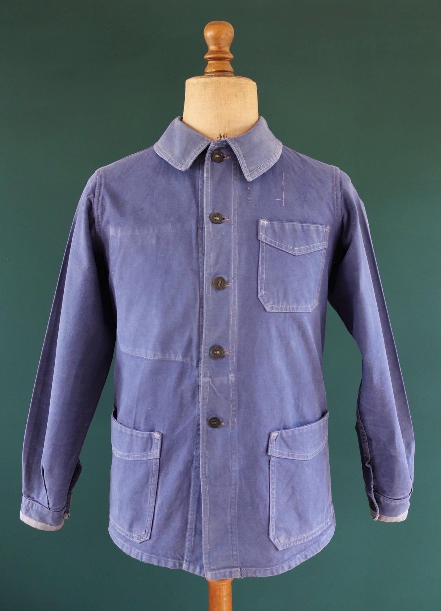 Vintage French blue workwear jacket - 1960s chore coat - cotton twill - 40” chest - bleu de travail